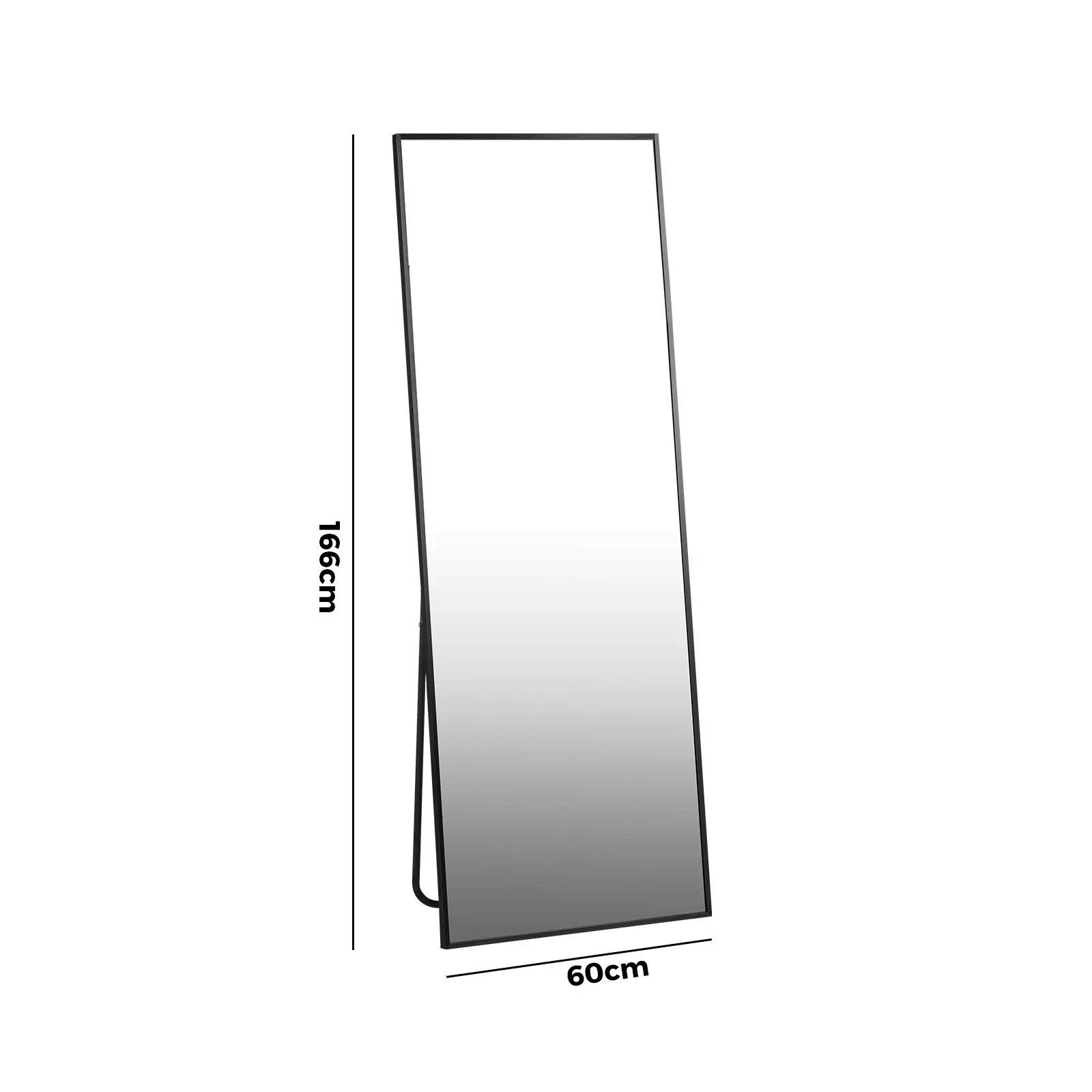 Oikiture 166x60cm Full Length Mirror Rectangle Dressing Floor Mirrors Free Standing Black