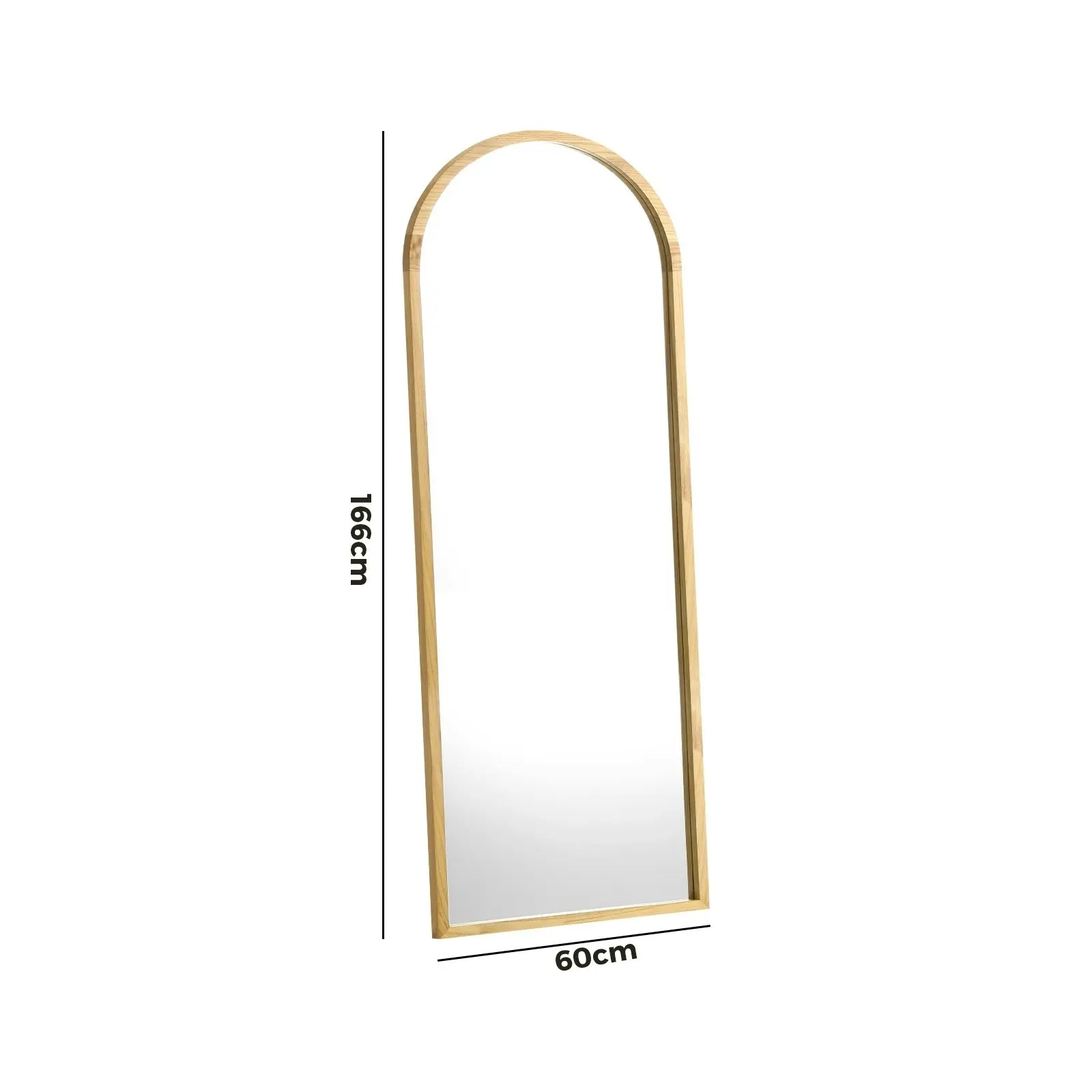 Oikiture 166x60cm Full Length Mirror Arched Dressing Floor Mirrors Wooden