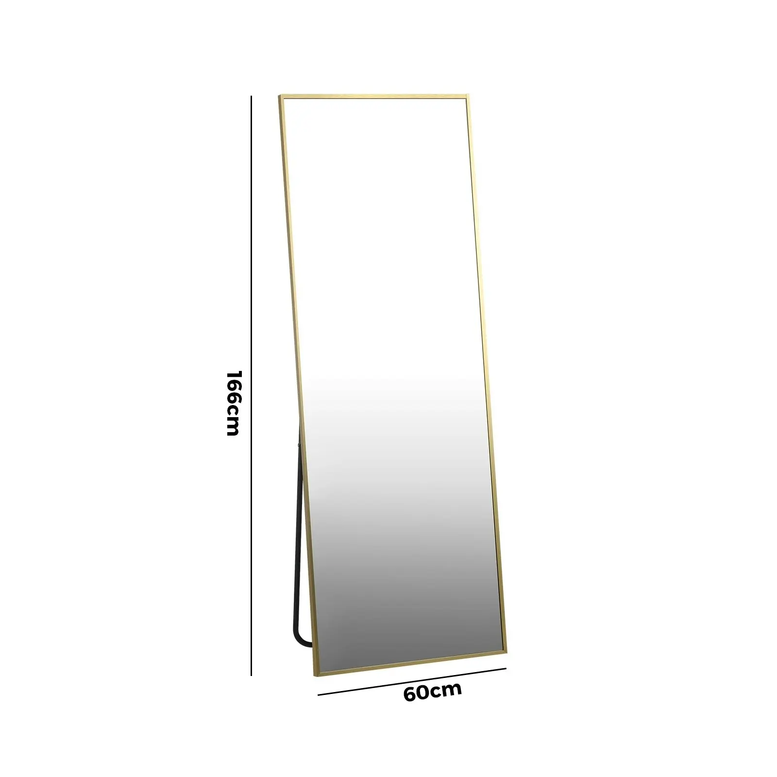 Oikiture 166x60cm Full Length Mirror Rectangle Dressing Floor Mirrors Free Standing Gold