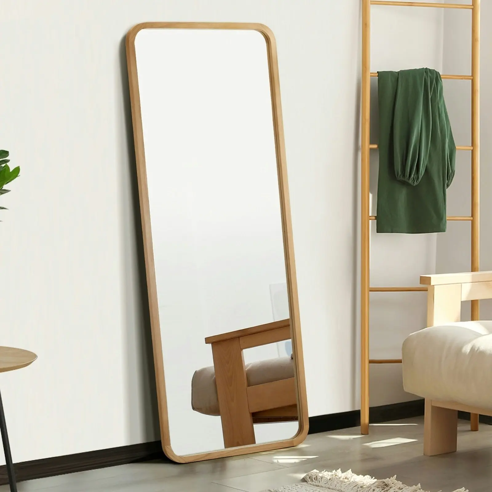 Oikiture 166x60cm Wooden Full Length Mirror Rectangle Dressing Floor Mirrors