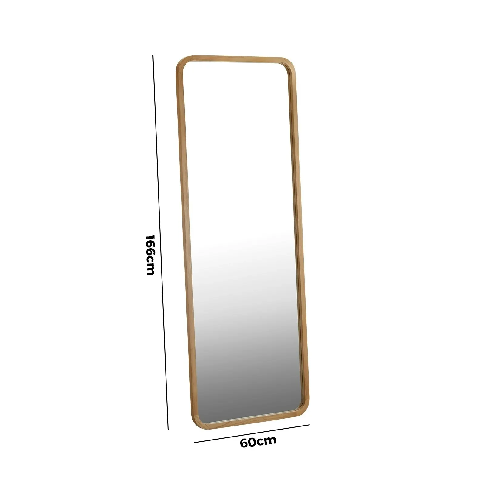 Oikiture 166x60cm Wooden Full Length Mirror Rectangle Dressing Floor Mirrors