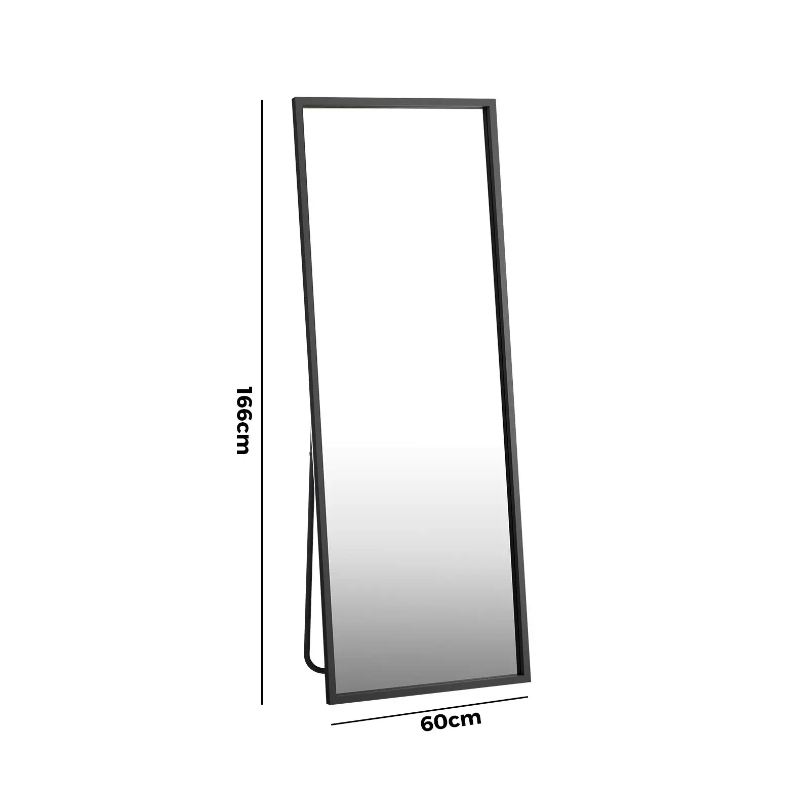 Oikiture Wooden 166x60cm Full Length Mirror Rectangle Floor Mirrors Free Standing Black