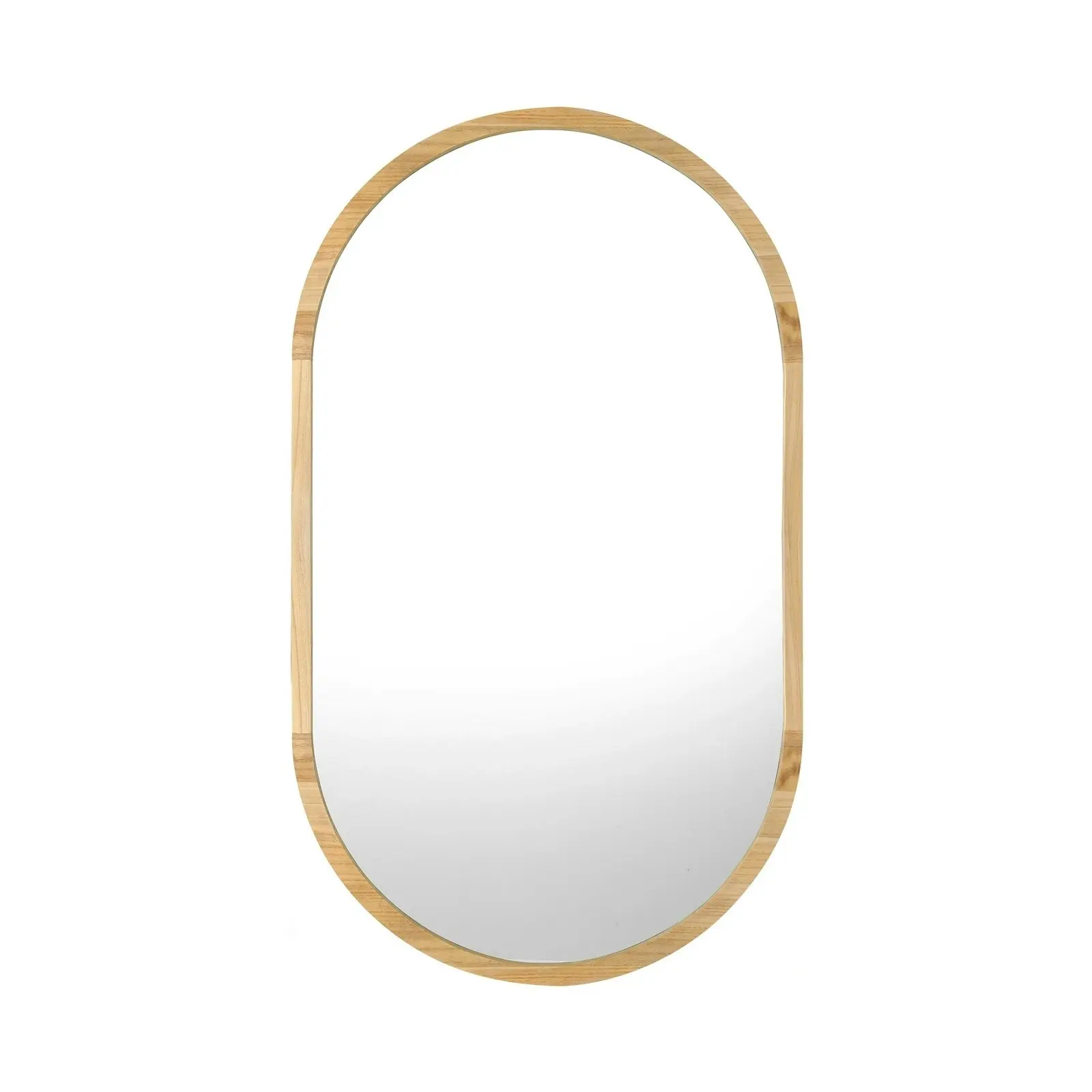 Oikiture Wall Mirrors Oval Makeup Mirror Home Decor Wooden 84x50cm