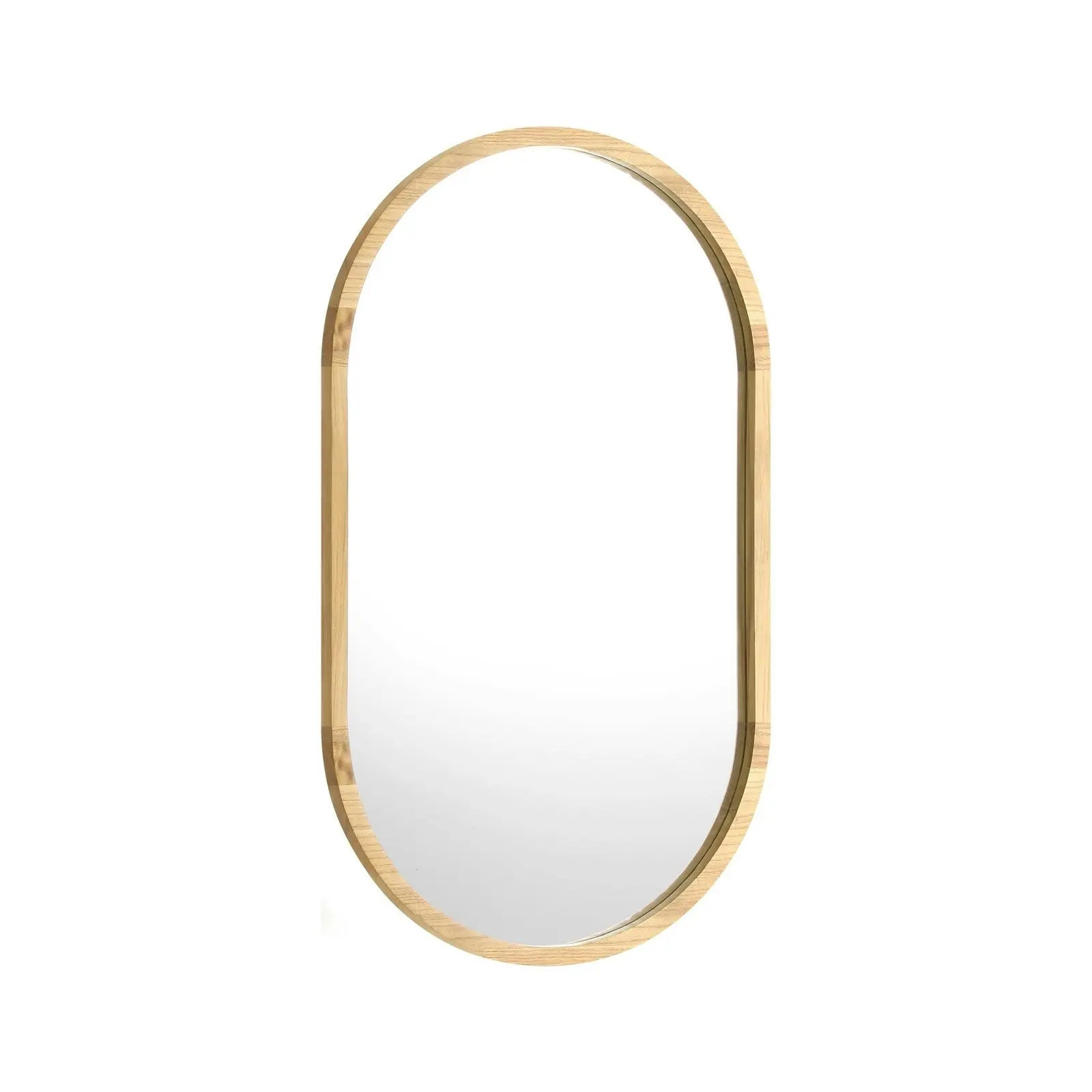 Oikiture Wall Mirrors Oval Makeup Mirror Home Decor Wooden 84x50cm