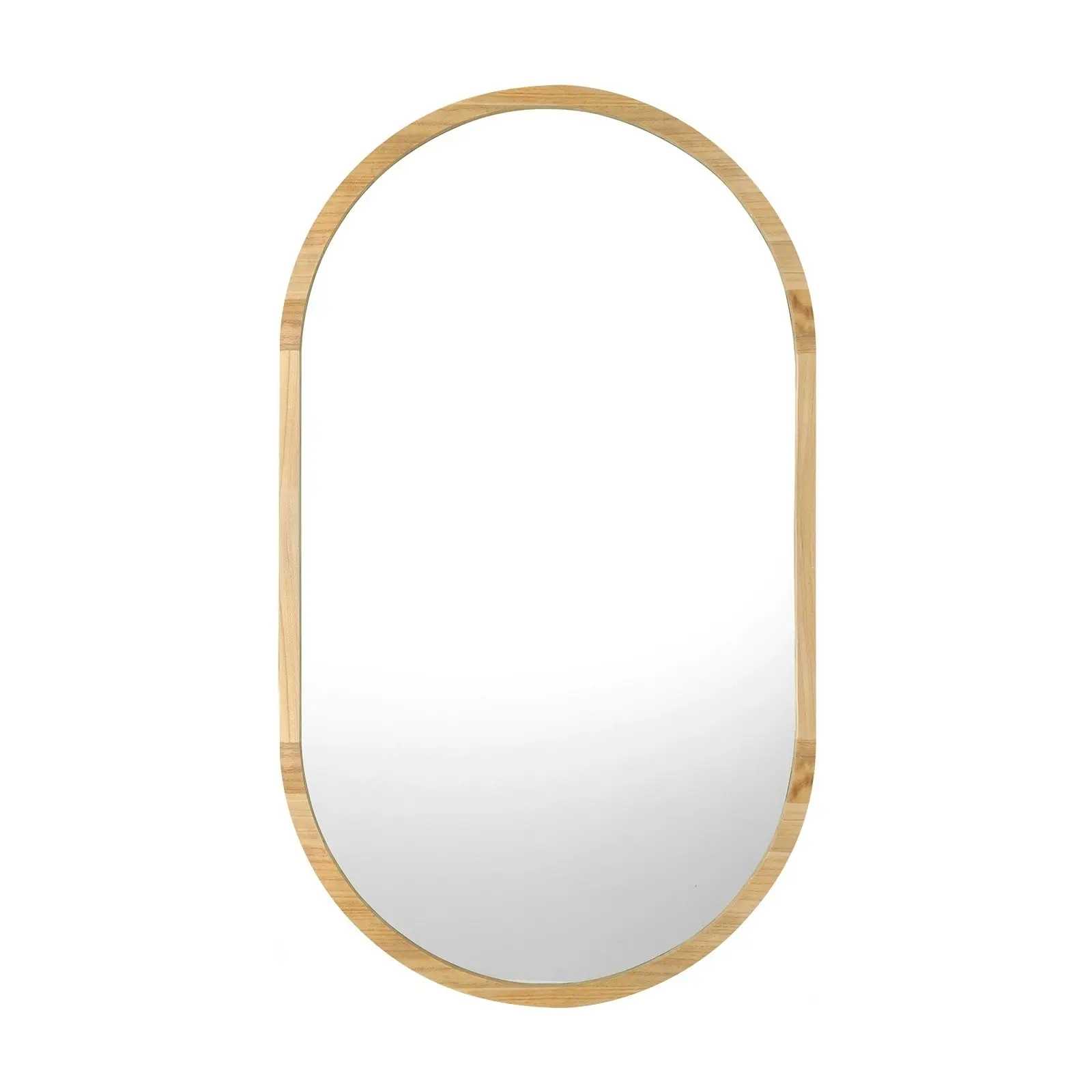 Oikiture Wall Mirrors Oval Makeup Mirror Home Decor Wooden 84x50cm