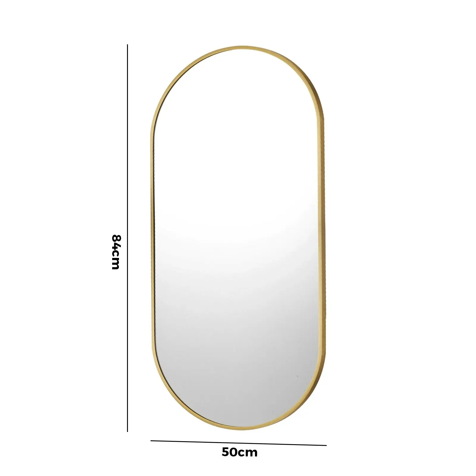 Oikiture Wall Mirrors Oval Makeup Mirror Home Decor Gold 84x50cm