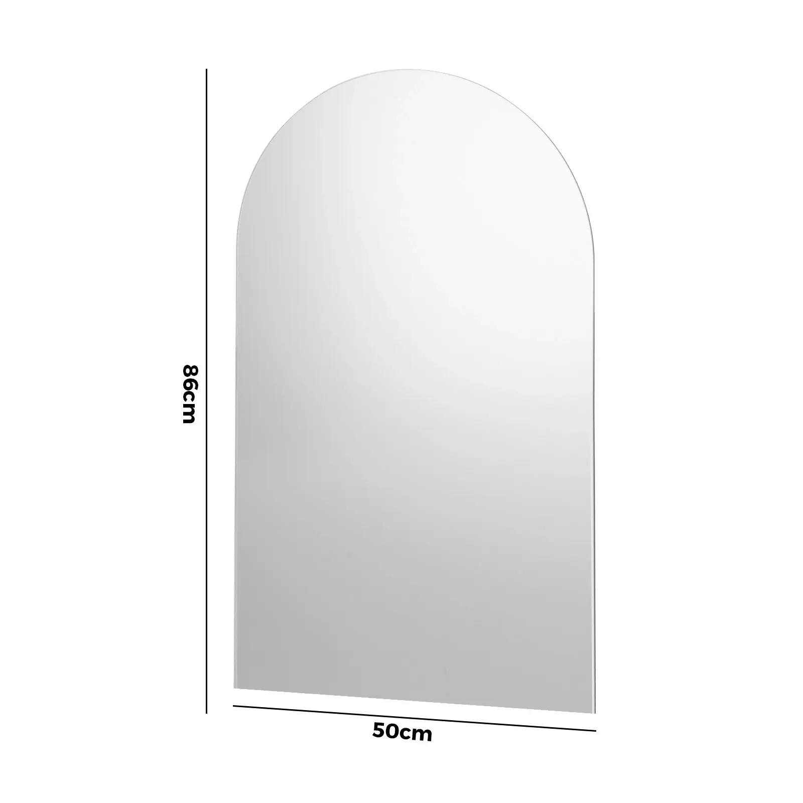 Oikiture Wall Mirrors 86x50cm Arched Makeup Mirror Bathroom Frameless