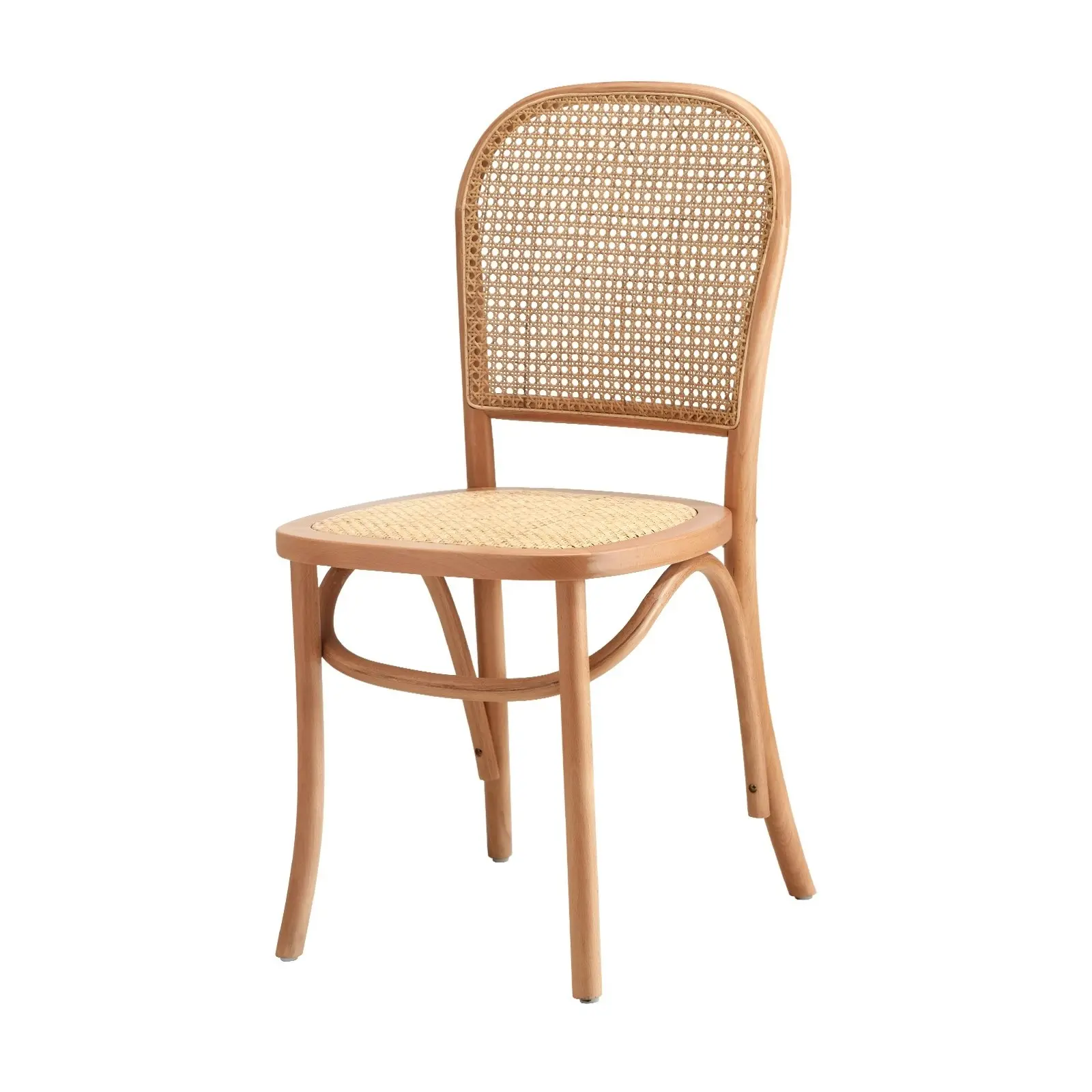 Oikiture Dining Chairs Wooden Chairs Rattan Accent Chair Beige