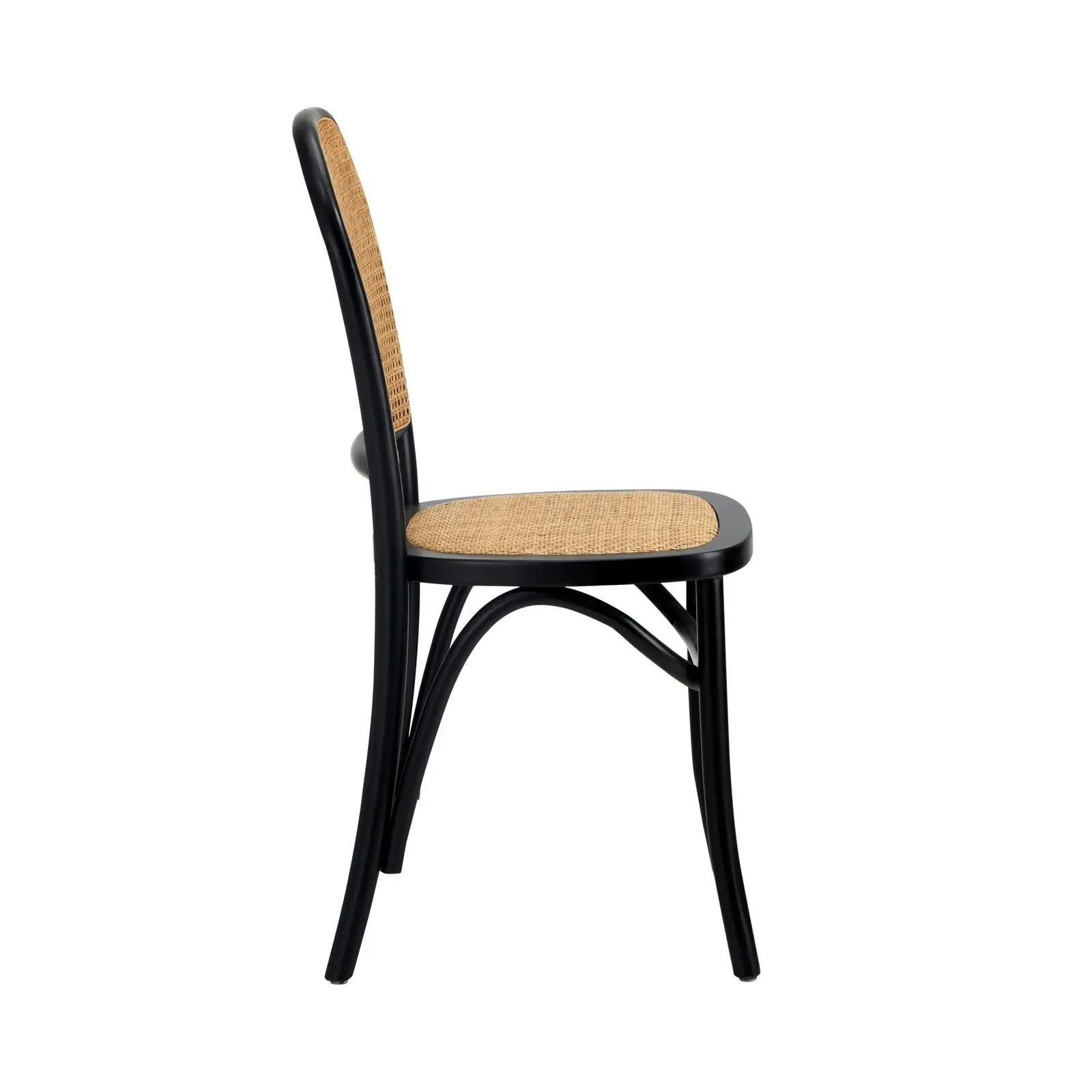 Oikiture Dining Chairs Wooden Chairs Rattan Accent Chair Black