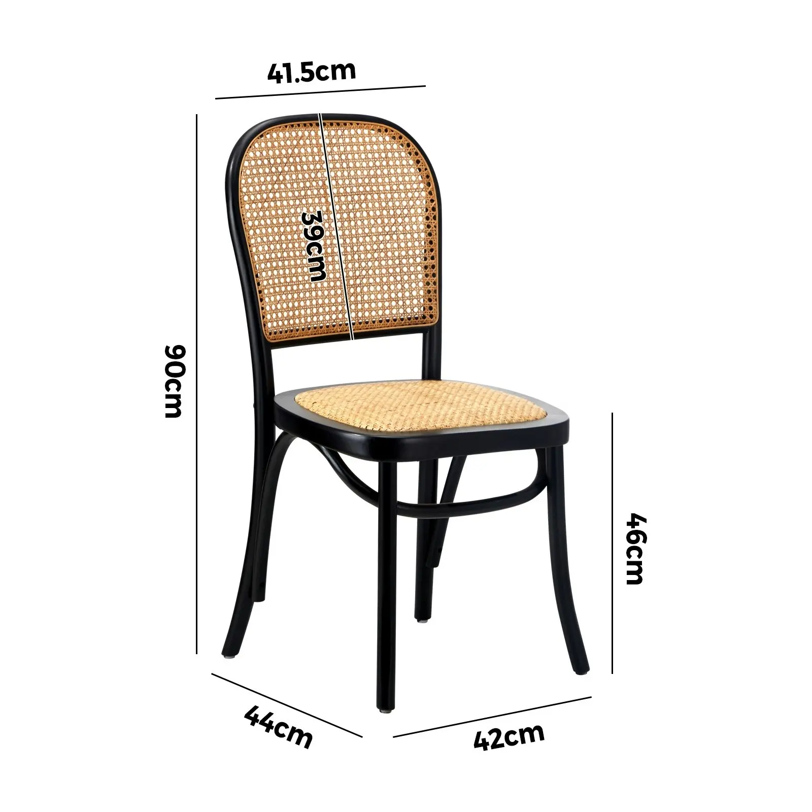 Oikiture Dining Chairs Wooden Chairs Rattan Accent Chair Black