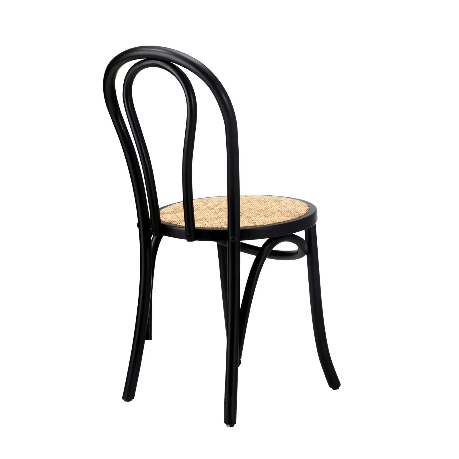 Oikiture Dining Chair Solid Wooden Chairs Ratan Seat Black