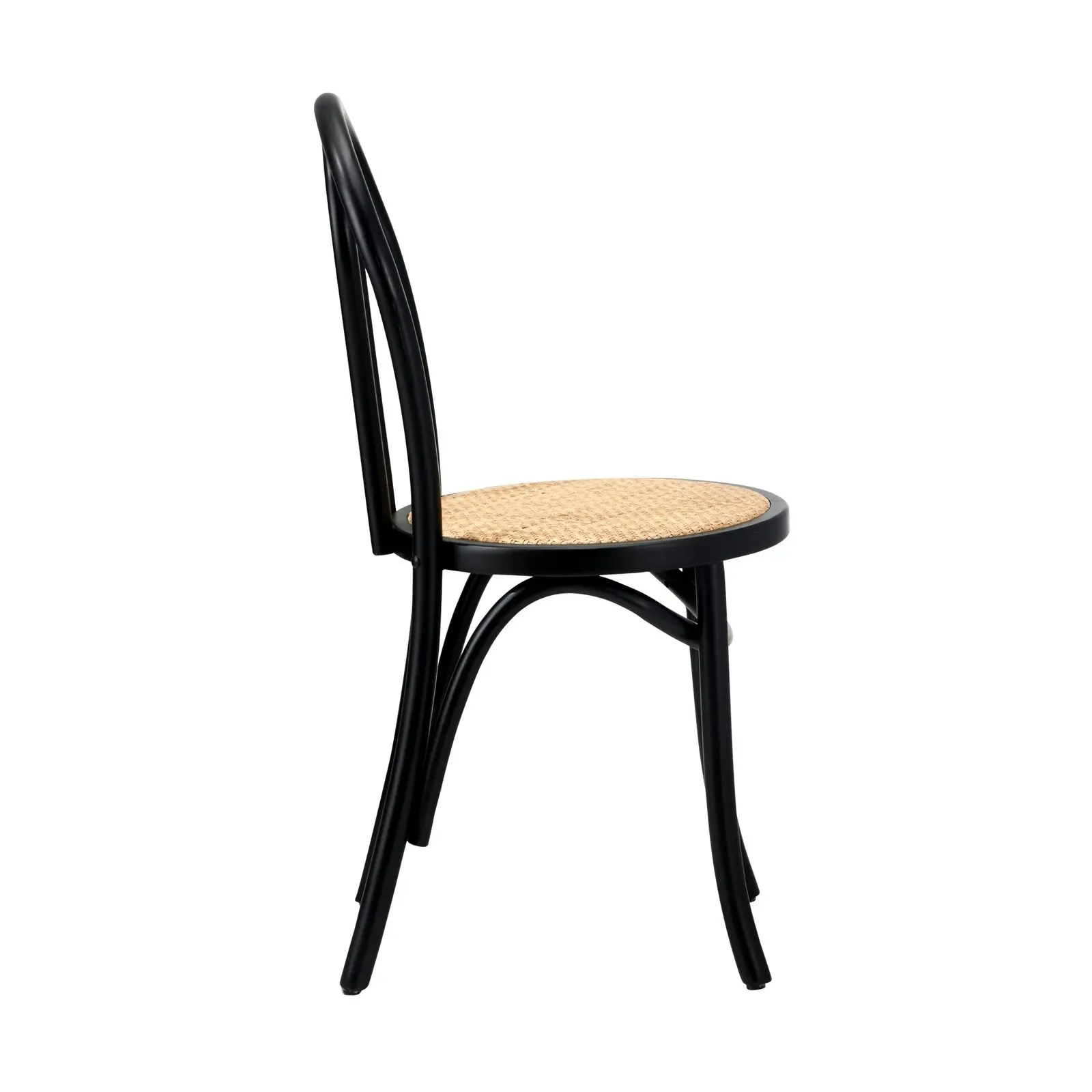 Oikiture Dining Chair Solid Wooden Chairs Ratan Seat Black