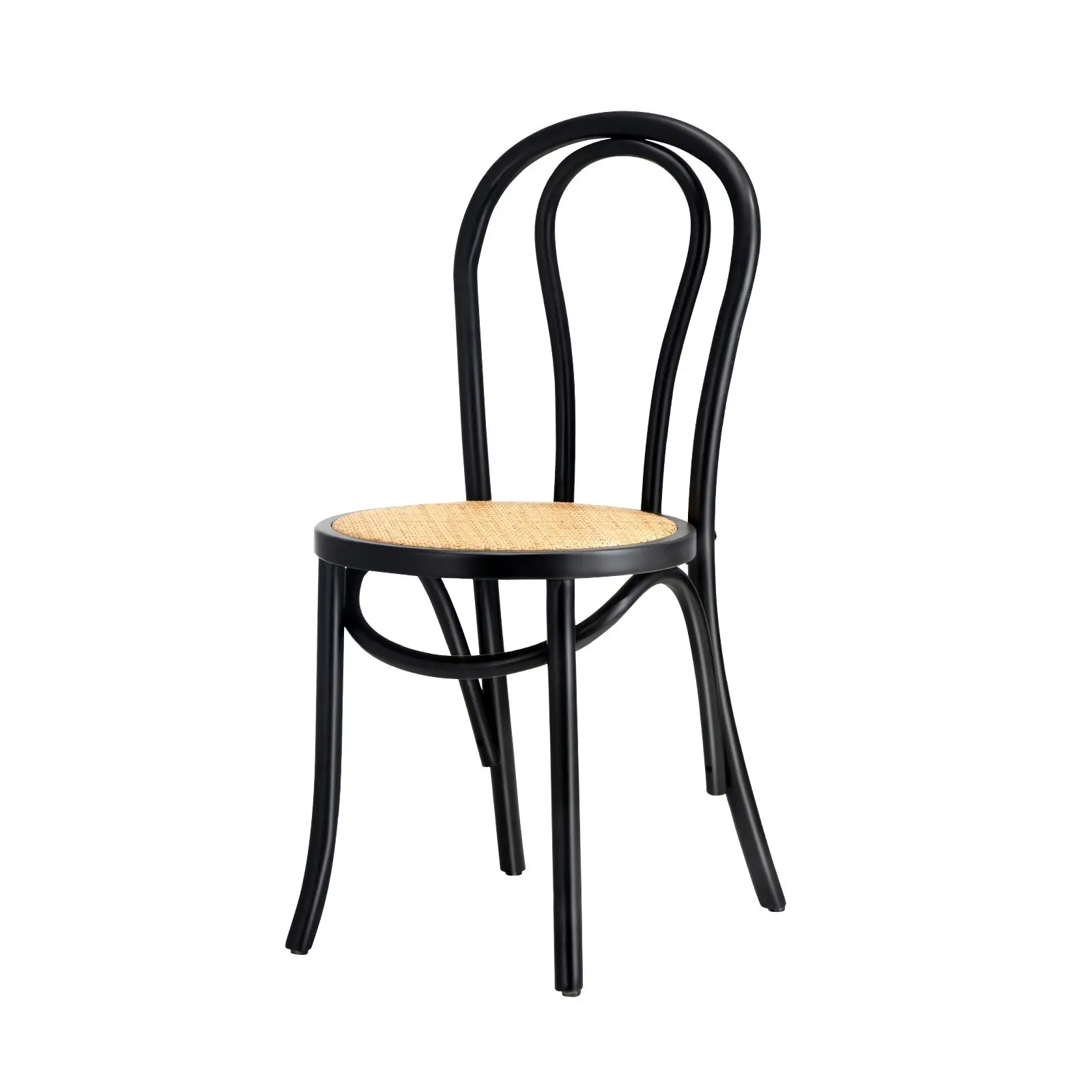 Oikiture Dining Chair Solid Wooden Chairs Ratan Seat Black