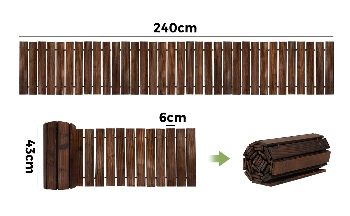 Livsip Garden Wooden Pathway 8ft Roll-Out Straight Wood Walkway Backyard Outdoor