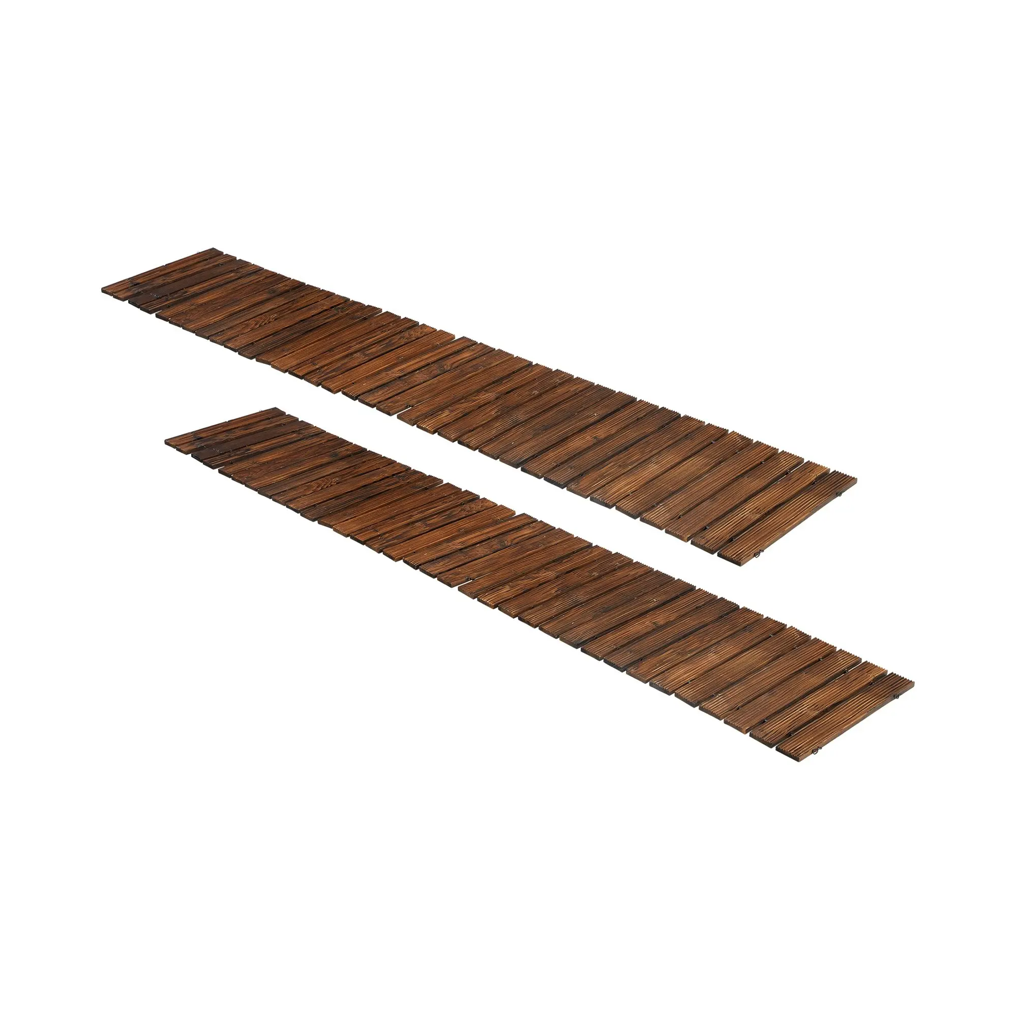 Livsip 2PC Garden Wooden Pathway 8ft Roll-Out Straight Wood Walkway Backyard