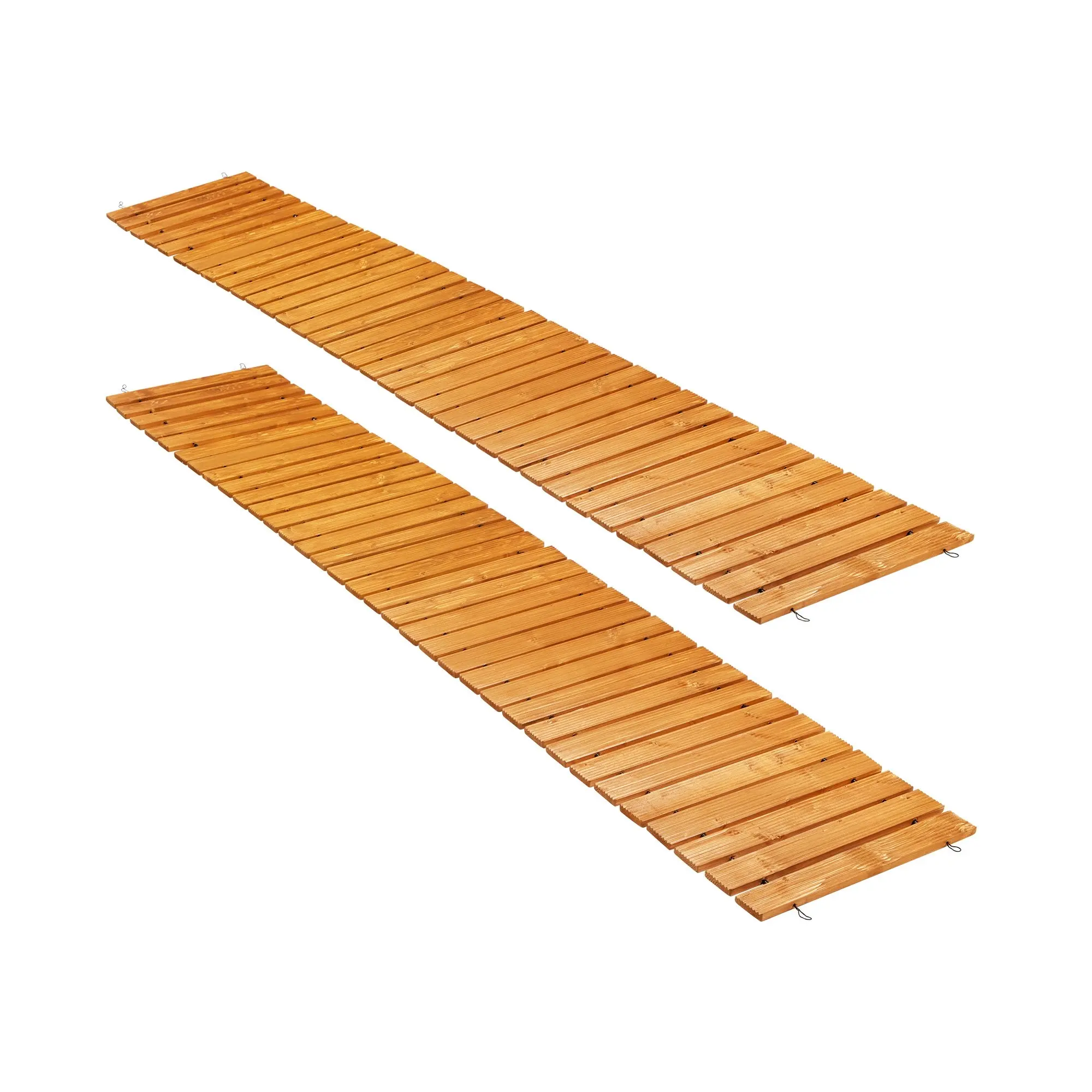 Livsip 2PC Garden Wooden Pathway 8ft Straight Wood Roll-Out Walkway Backyard