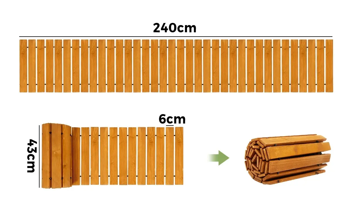 Livsip 2PC Garden Wooden Pathway 8ft Straight Wood Roll-Out Walkway Backyard