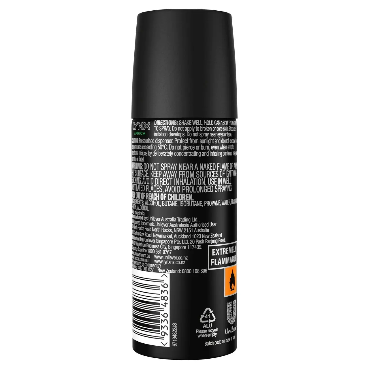 Lynx Men Body Spray Aerosol Deodorant Africa 50ml