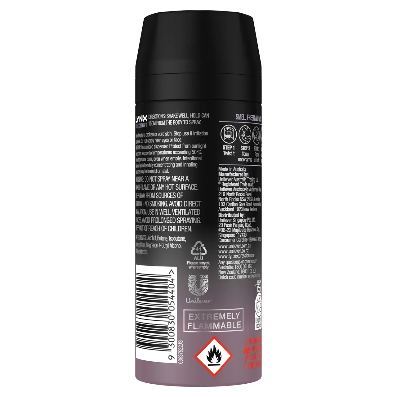 Lynx Deodorant Body Spray Black Night 165 ml