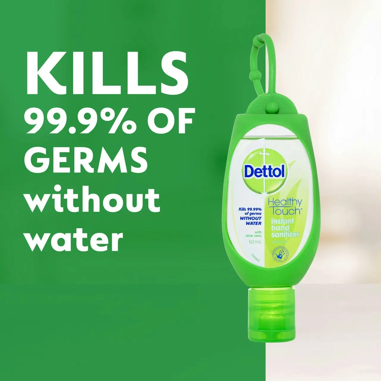 Dettol Antibacterial Instant Hand Sanitiser Refresh Green Clip 50ml