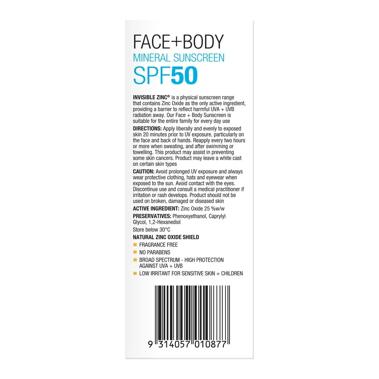 Invisible Zinc Face + Body Mineral Sunscreen SPF 50 75g