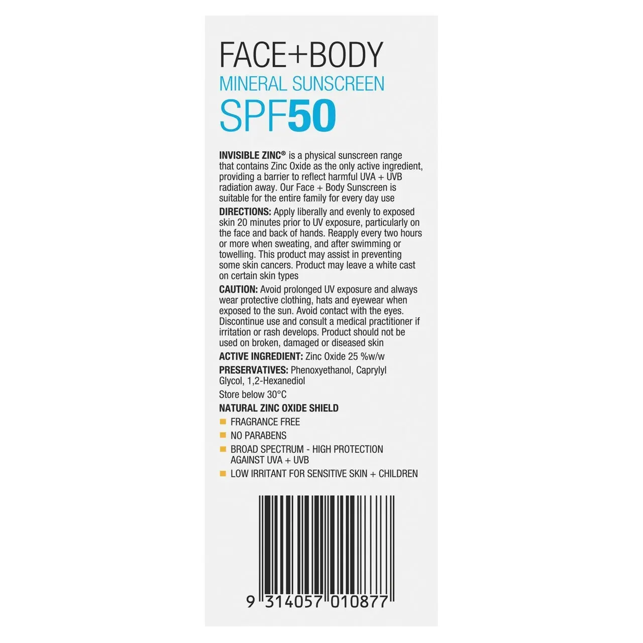 Invisible Zinc Face + Body Mineral Sunscreen SPF 50 75g