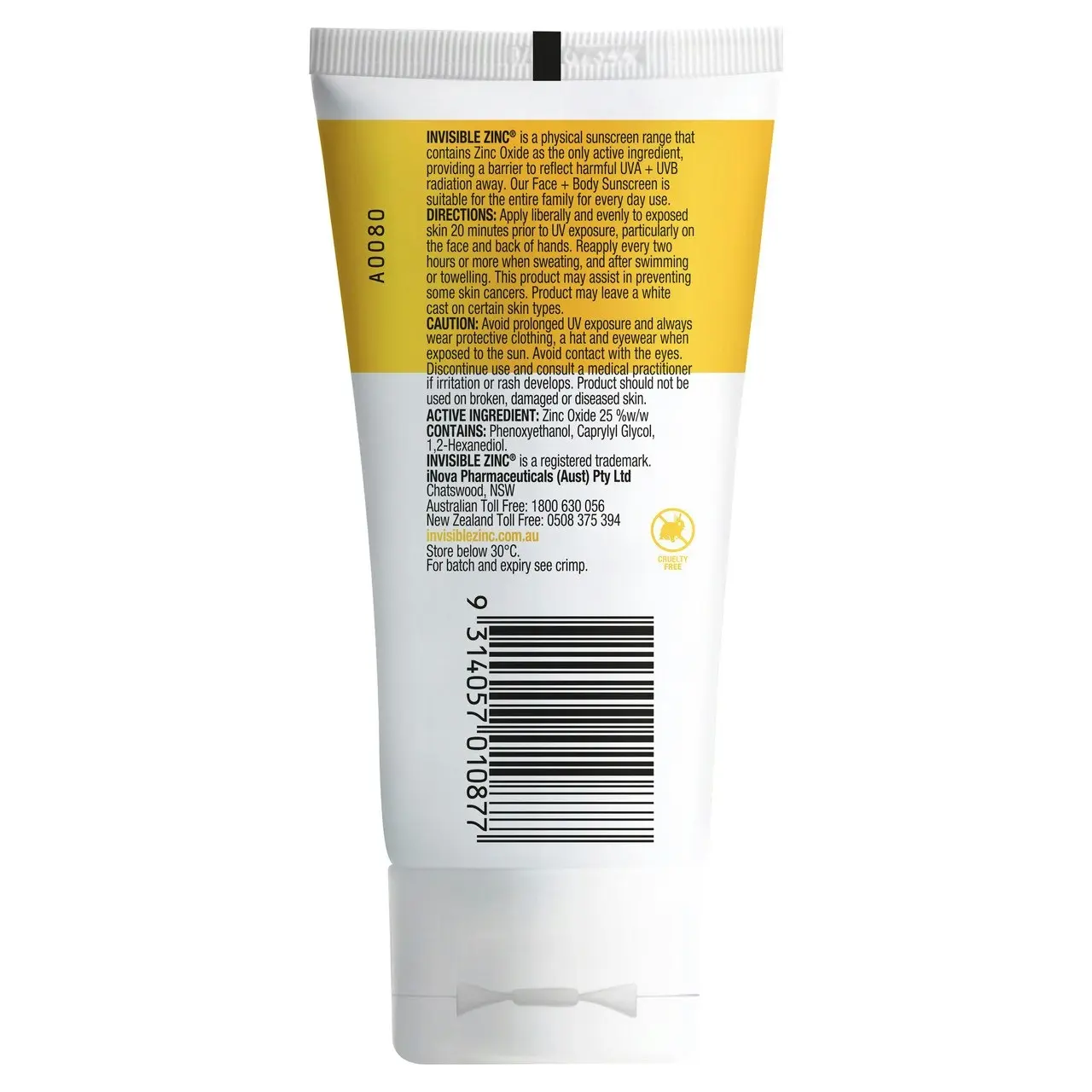 Invisible Zinc Face + Body Mineral Sunscreen SPF 50 75g