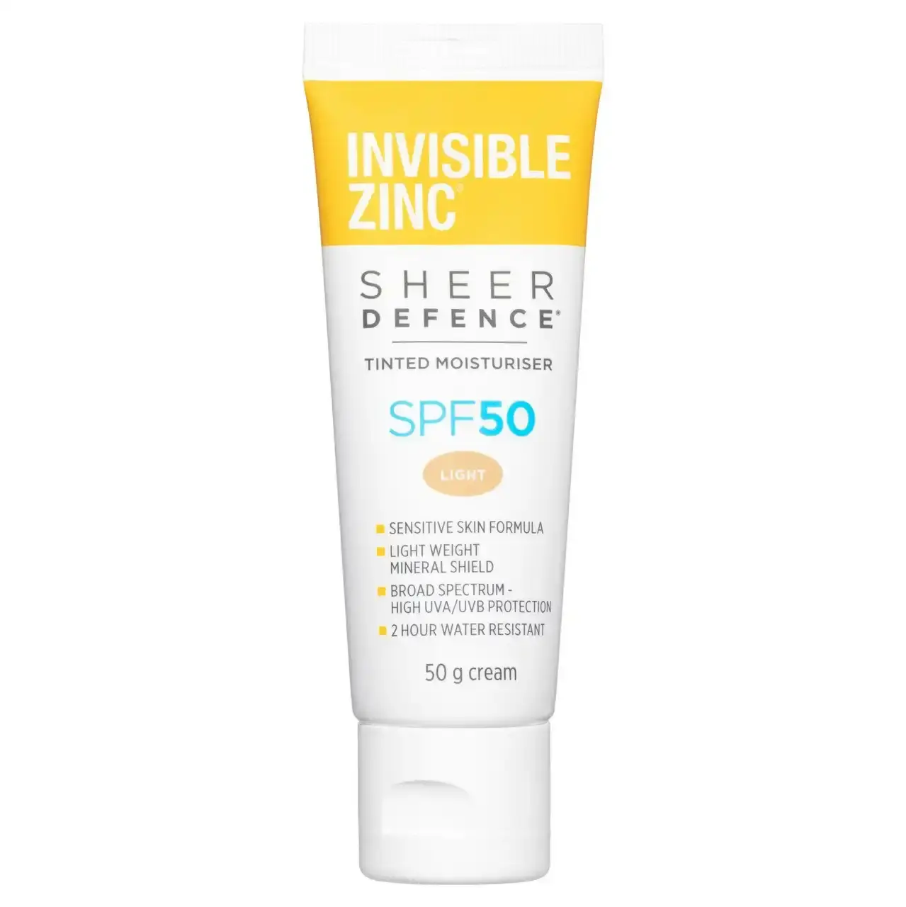 Invisible Zinc Sheer Defence Tinted Moisturiser SPF 50 Light 50g