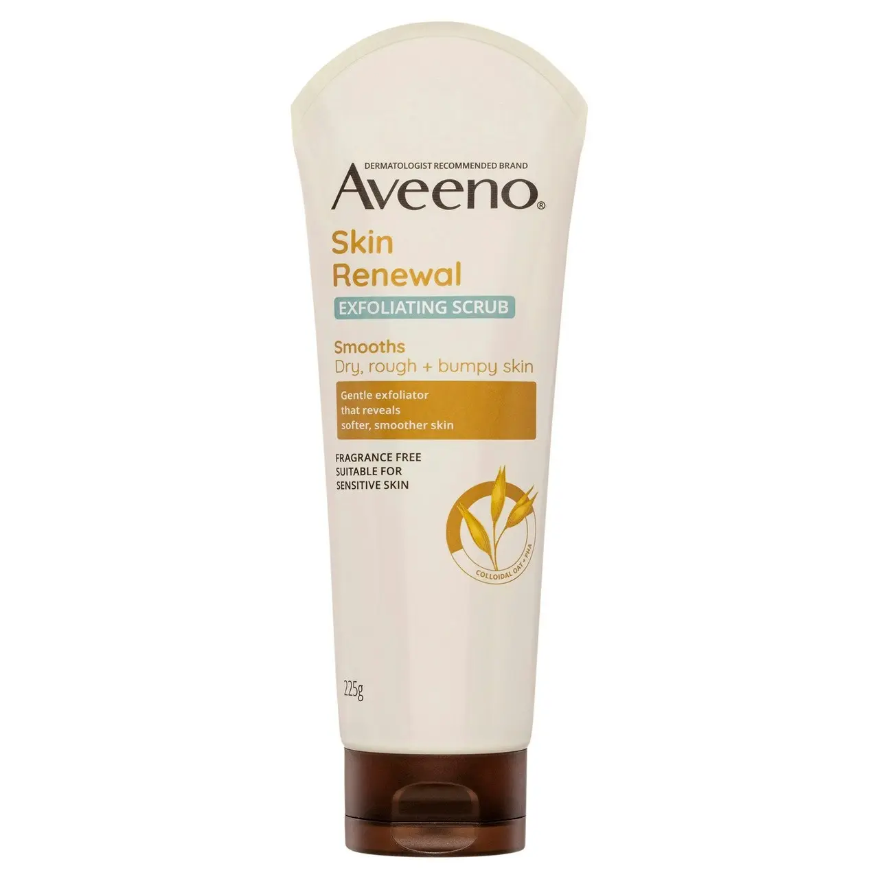 Aveeno Skin Renewal Exfoliating Body Scrub Cleanse & Resurface Dry Rough Bumpy Texture Sensitive Skin Gentle PHA 225g