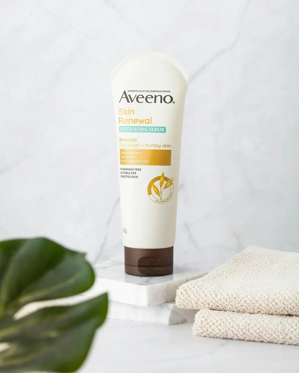 Aveeno Skin Renewal Exfoliating Body Scrub Cleanse & Resurface Dry Rough Bumpy Texture Sensitive Skin Gentle PHA 225g