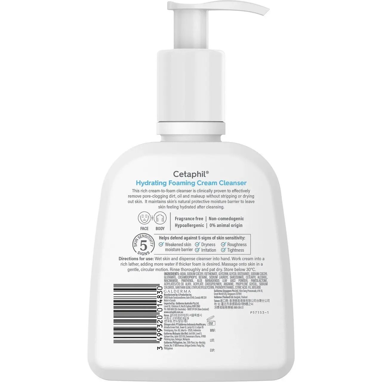 Cetaphil Hydrating Foaming Cream Cleanser 236mL