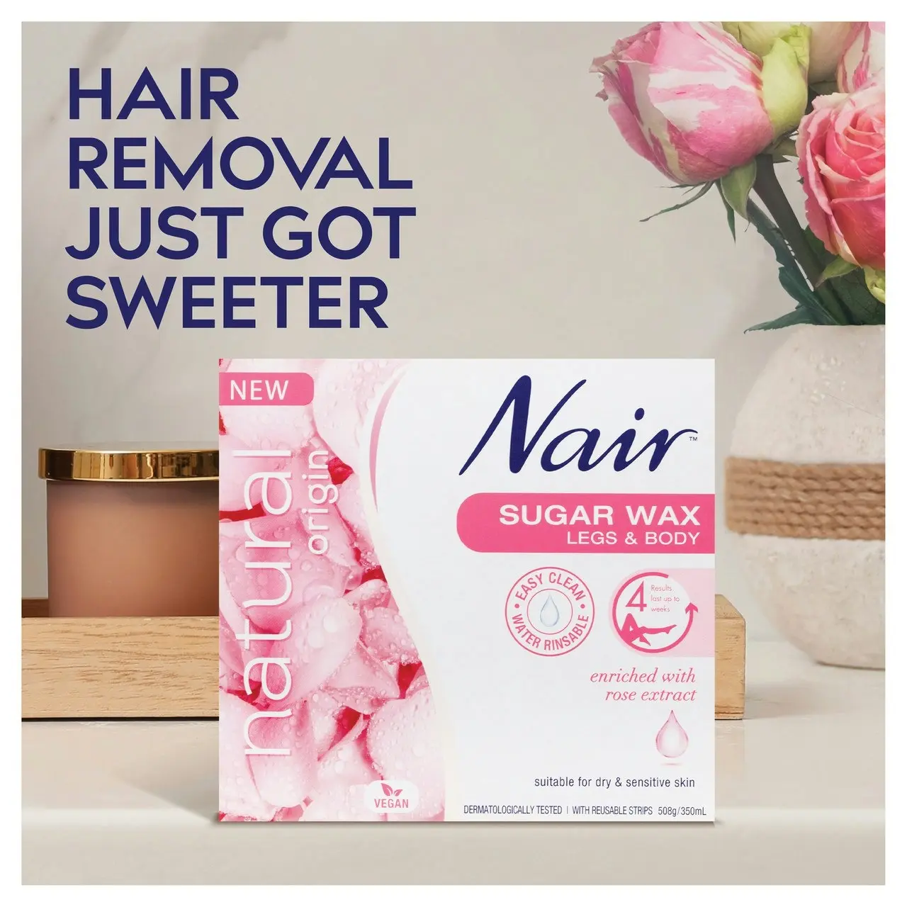 Nair Sugar Wax | Sensitive Hair Removal | Legs & Body | 350ml