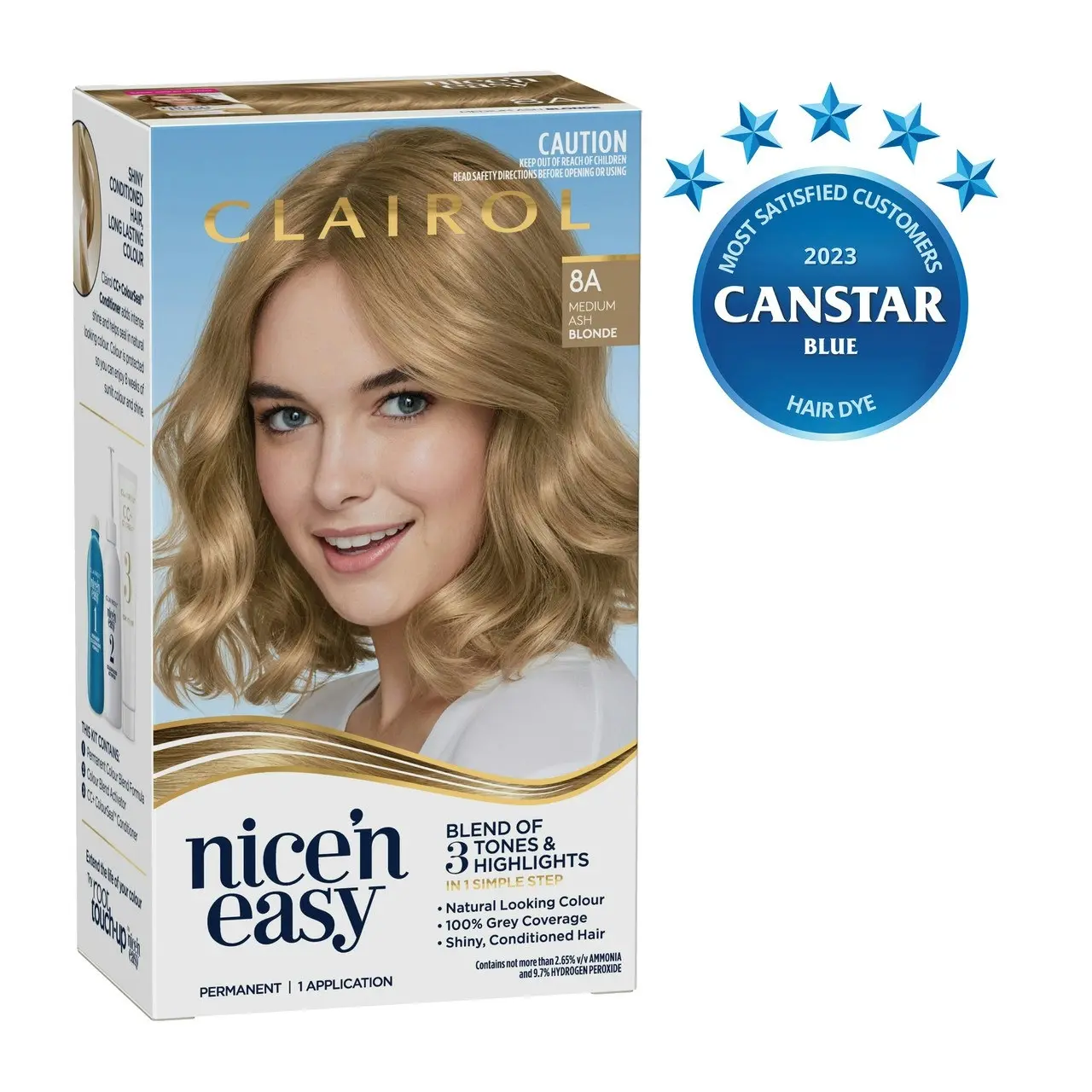 Clairol Nice 'N Easy 8A Natural Medium Ash Blonde Permanent Hair Colour