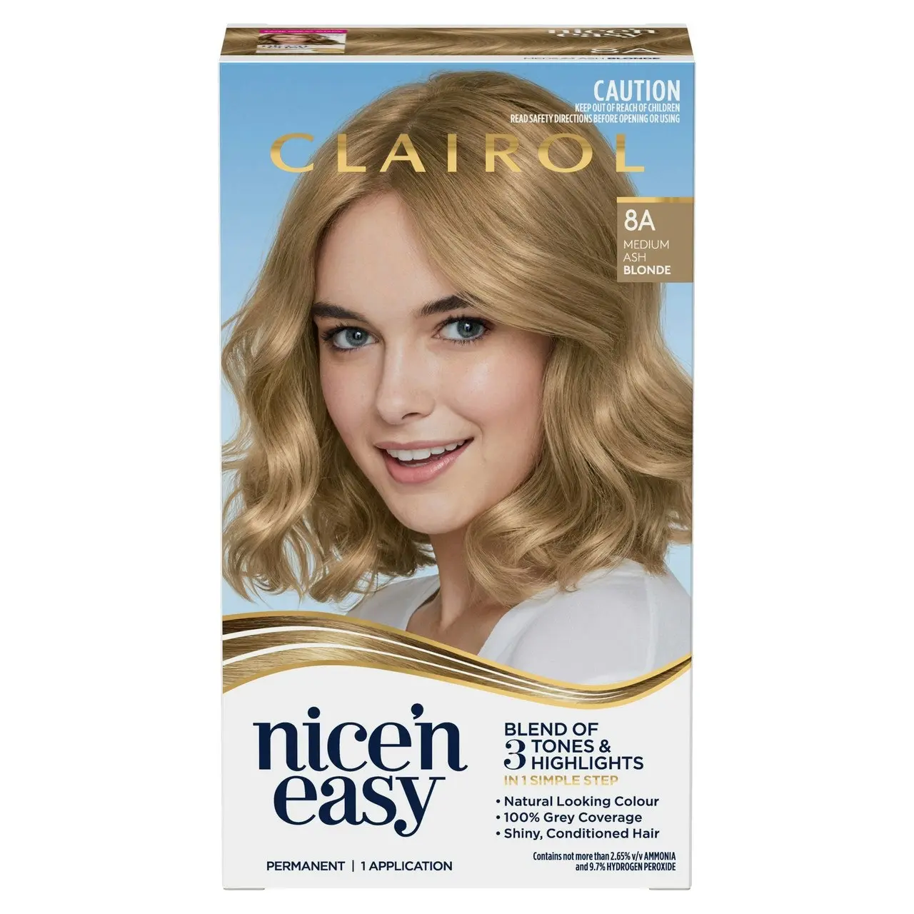 Clairol Nice 'N Easy 8A Natural Medium Ash Blonde Permanent Hair Colour