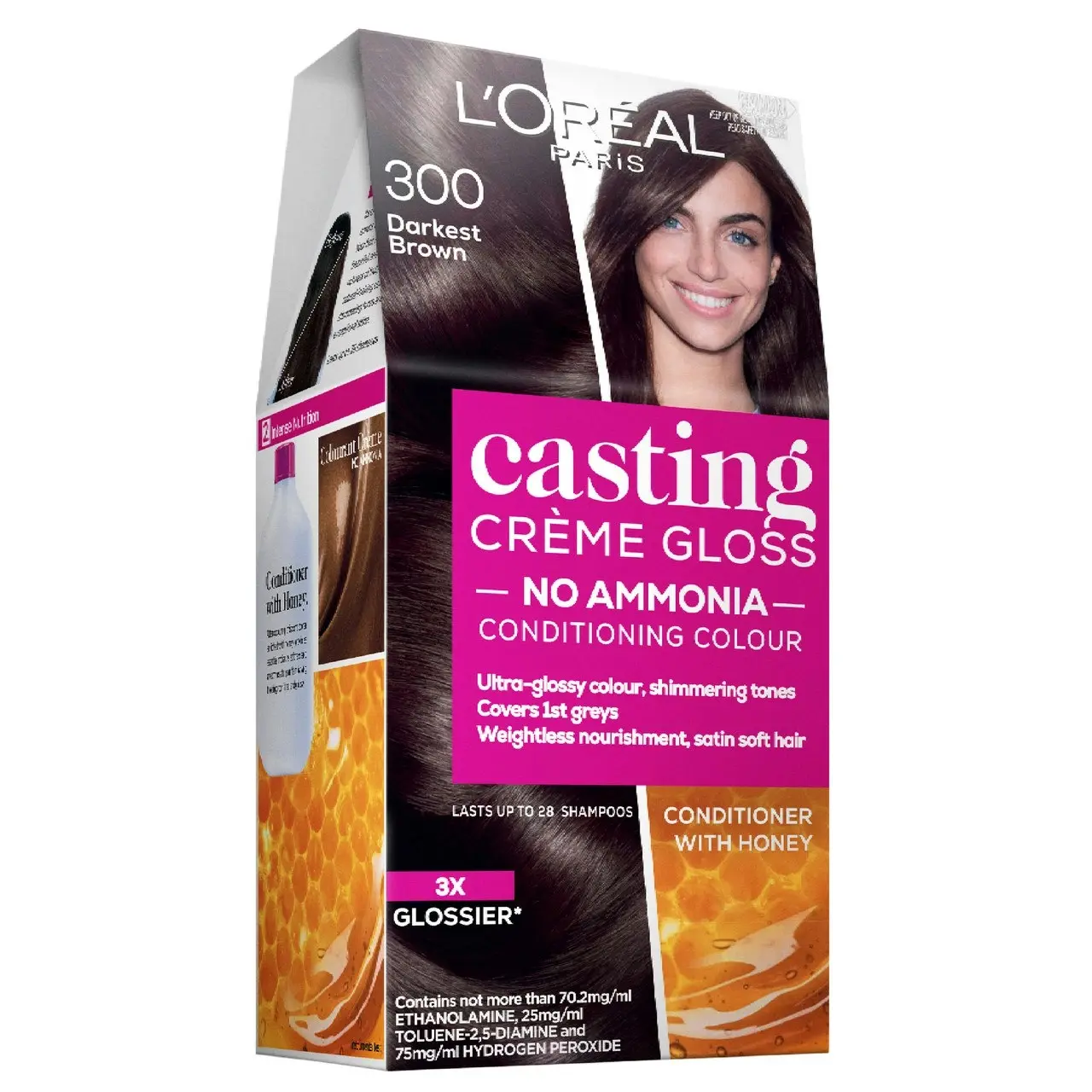 L'Oreal Paris Casting Creme Gloss Semi-Permanent Hair Colour - 300 Darkest Brown (Ammonia Free)