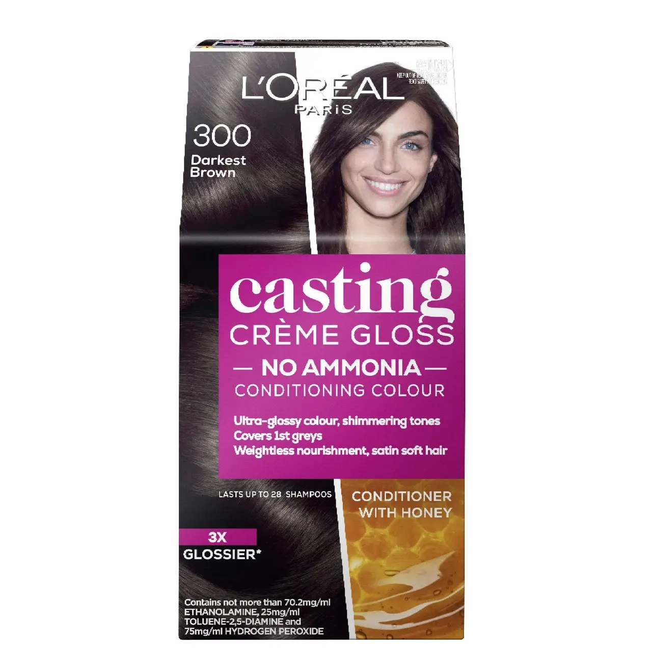 L'Oreal Paris Casting Creme Gloss Semi-Permanent Hair Colour - 300 Darkest Brown (Ammonia Free)