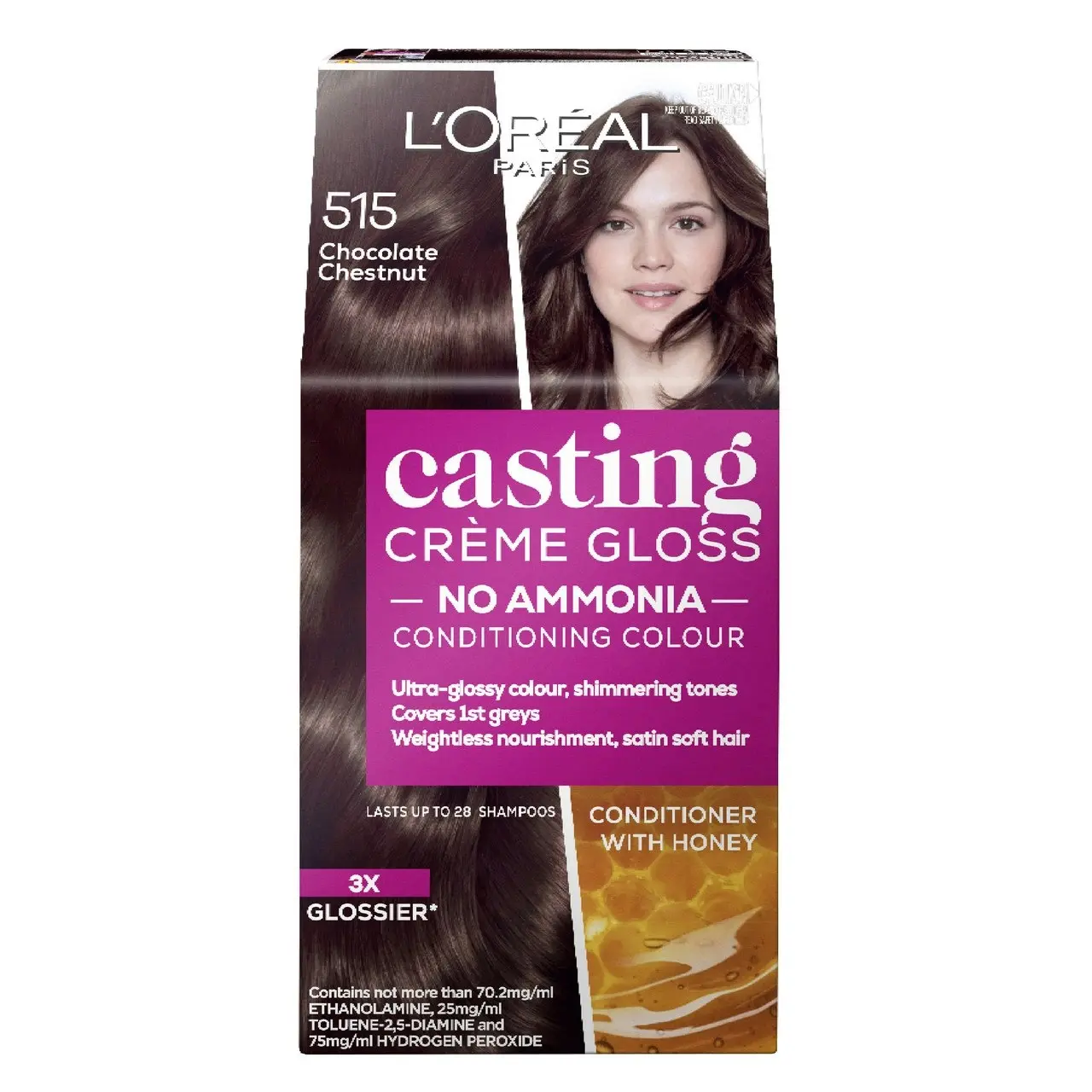 L'Oreal Paris Casting Creme Gloss Semi-Permanent Hair Colour - 515 Chocolate Chestnut (Ammonia Free)