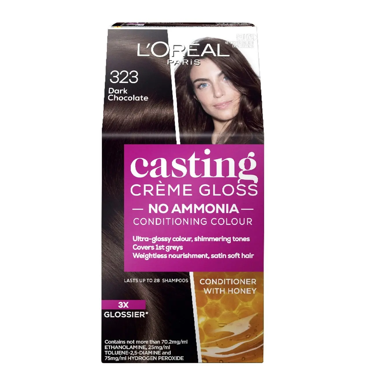 L'Oreal Paris Casting Creme Gloss Semi-Permanent Hair Colour - 323 Dark Chocolate (Ammonia Free)