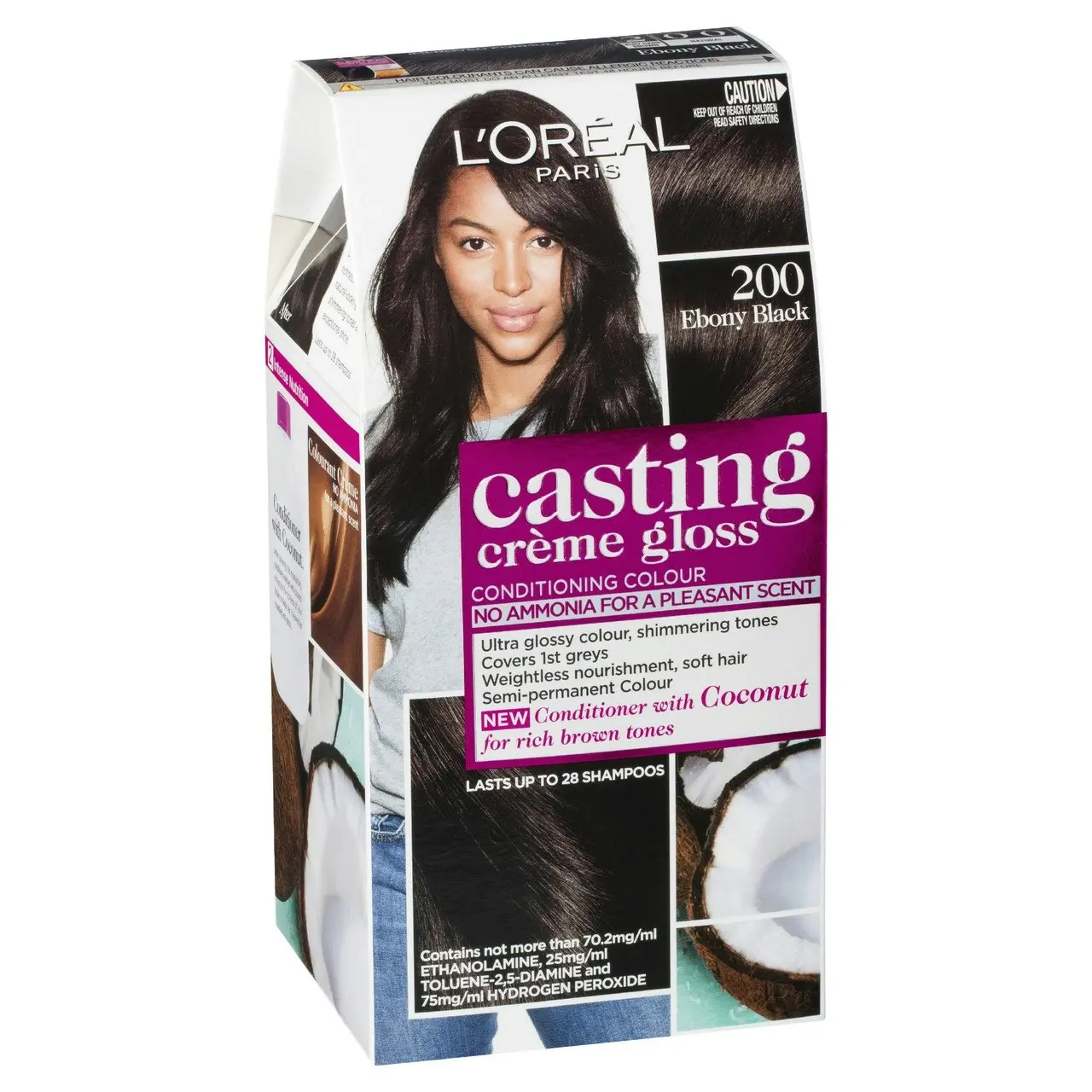 L'Oreal Paris Casting Creme Gloss Semi-Permanent Hair Colour - 200 Ebony Black (Ammonia Free)