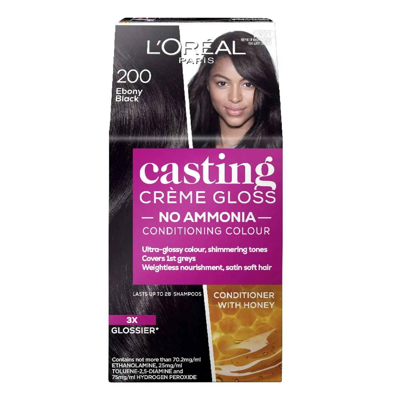 L'Oreal Paris Casting Creme Gloss Semi-Permanent Hair Colour - 200 Ebony Black (Ammonia Free)