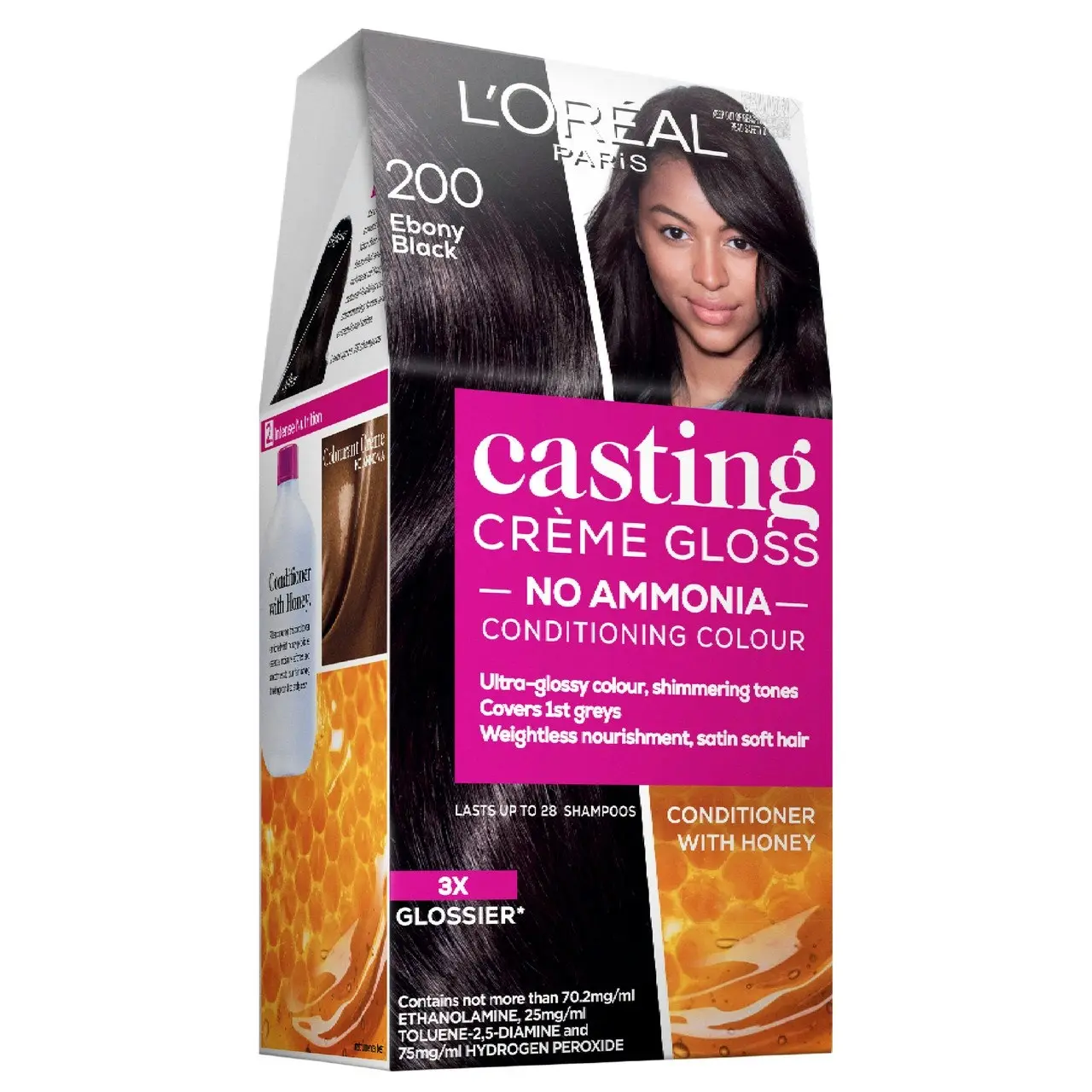 L'Oreal Paris Casting Creme Gloss Semi-Permanent Hair Colour - 200 Ebony Black (Ammonia Free)