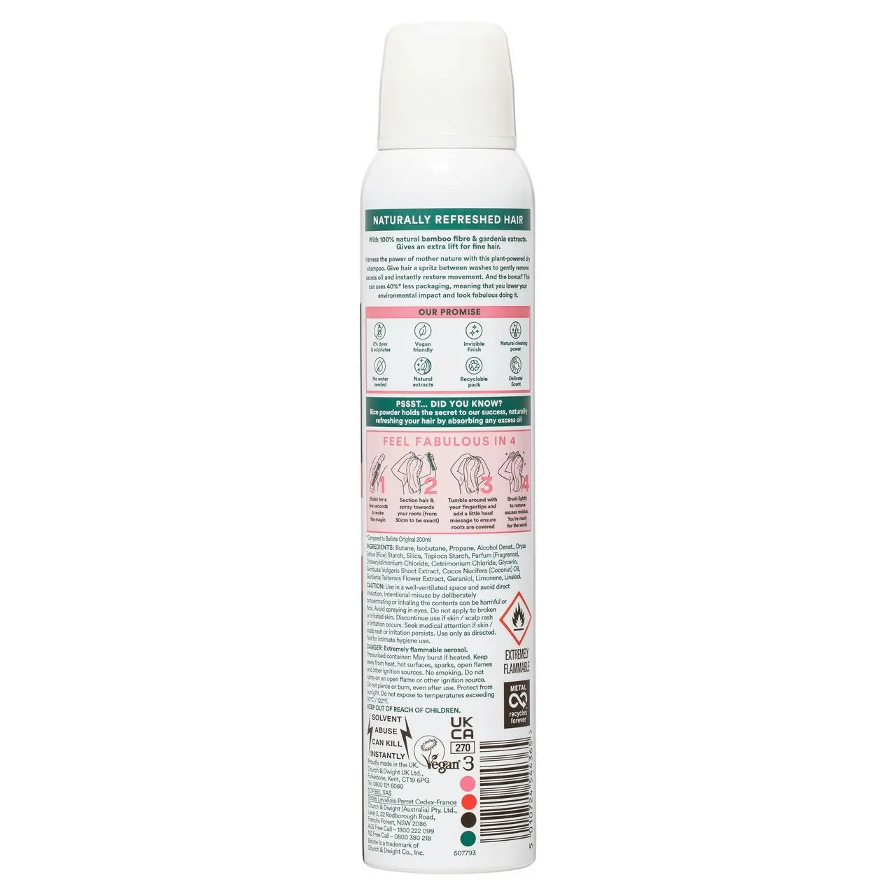 Batiste Naturally Bamboo Fibre and Gardenia 200mL