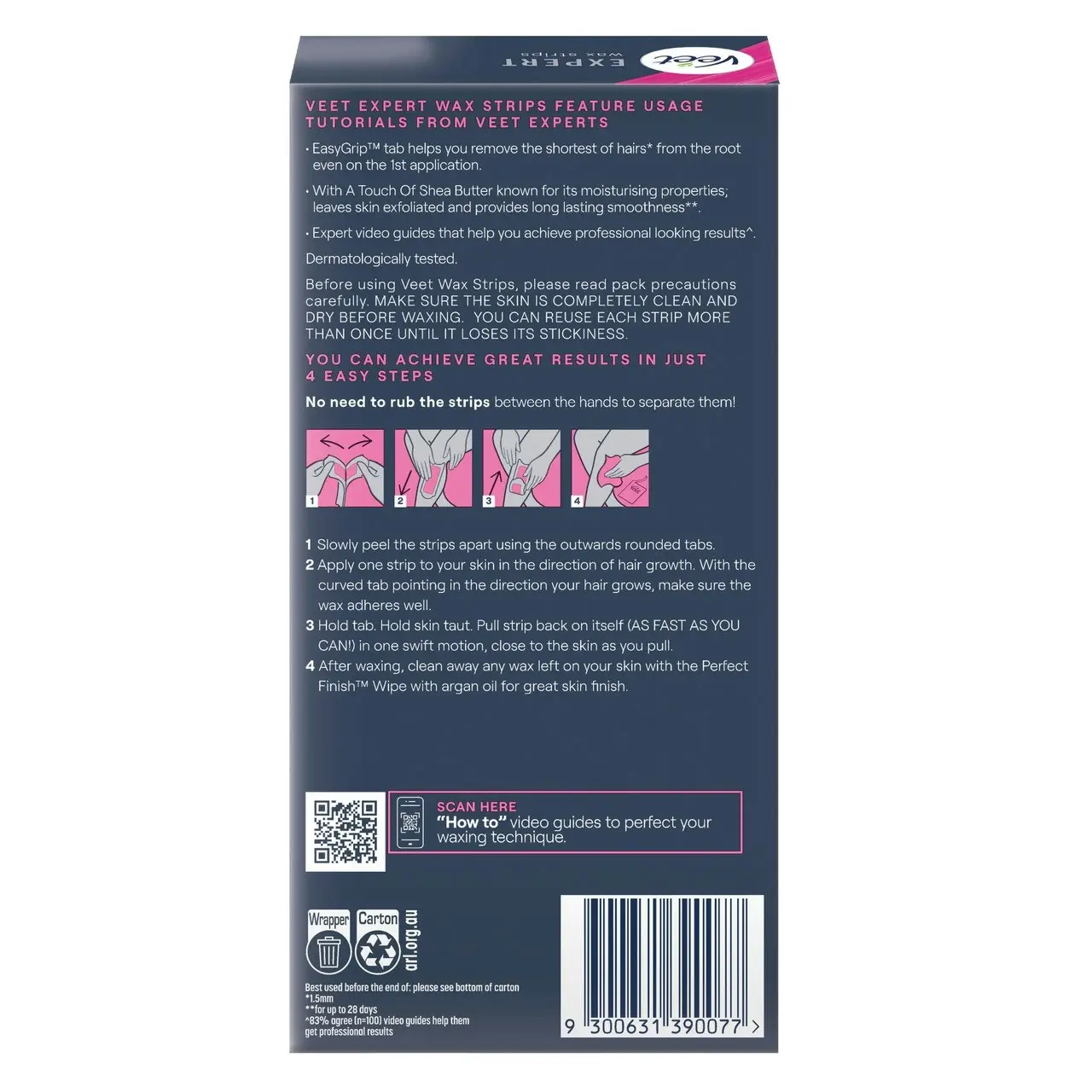 Veet Expert Legs & Body Wax Strips for Normal Skin 40s