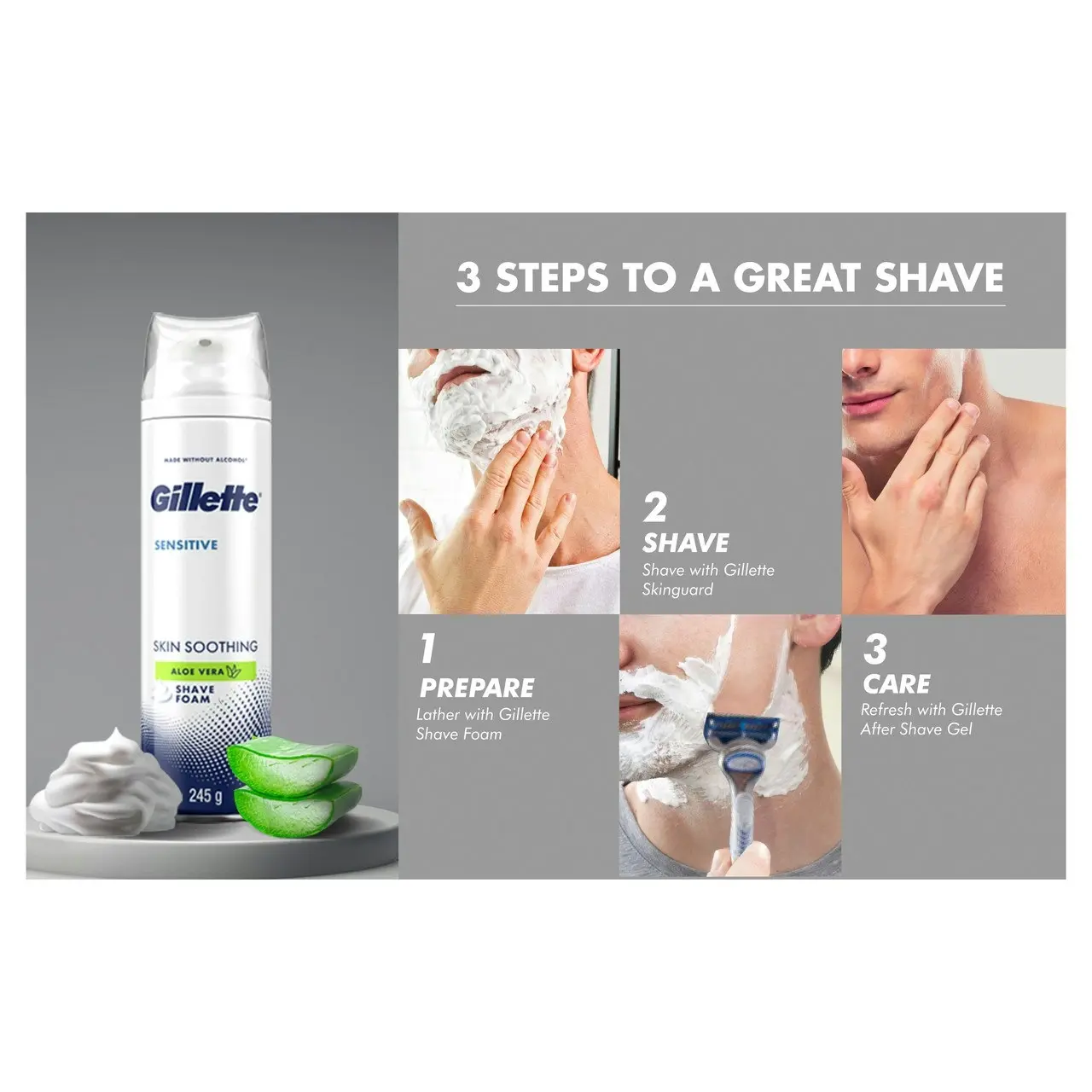 Gillette Sensitive Skin Soothing with a Touch of Aloe Vera Shave Foam 245 g