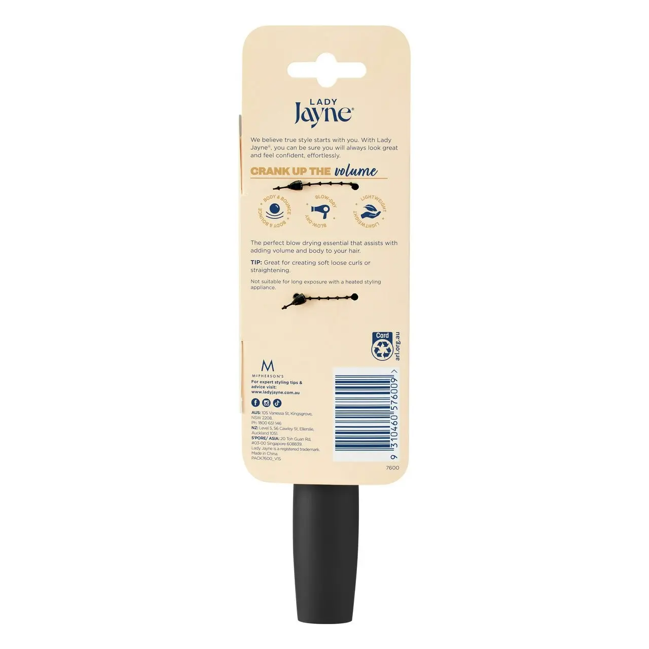 Lady Jayne Medium Radial Plastic Bristles Brush