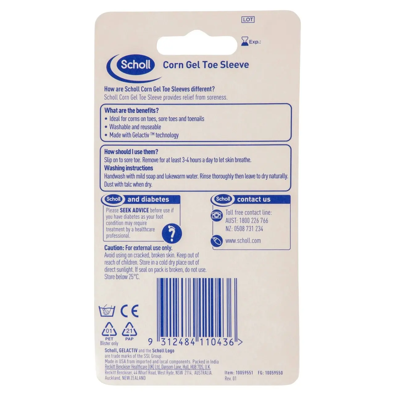 Scholl Corn Gel Toe Sleeve