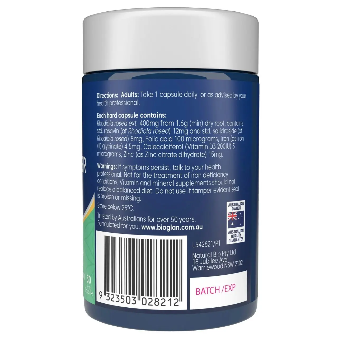 Bioglan Rhodiola Fatigue Fighter 30 Capsules