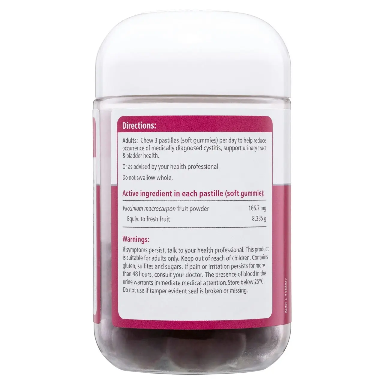 Nature's Way Medicinal Vita Gummies Cranberry Urinary Tract 25,000mg 30