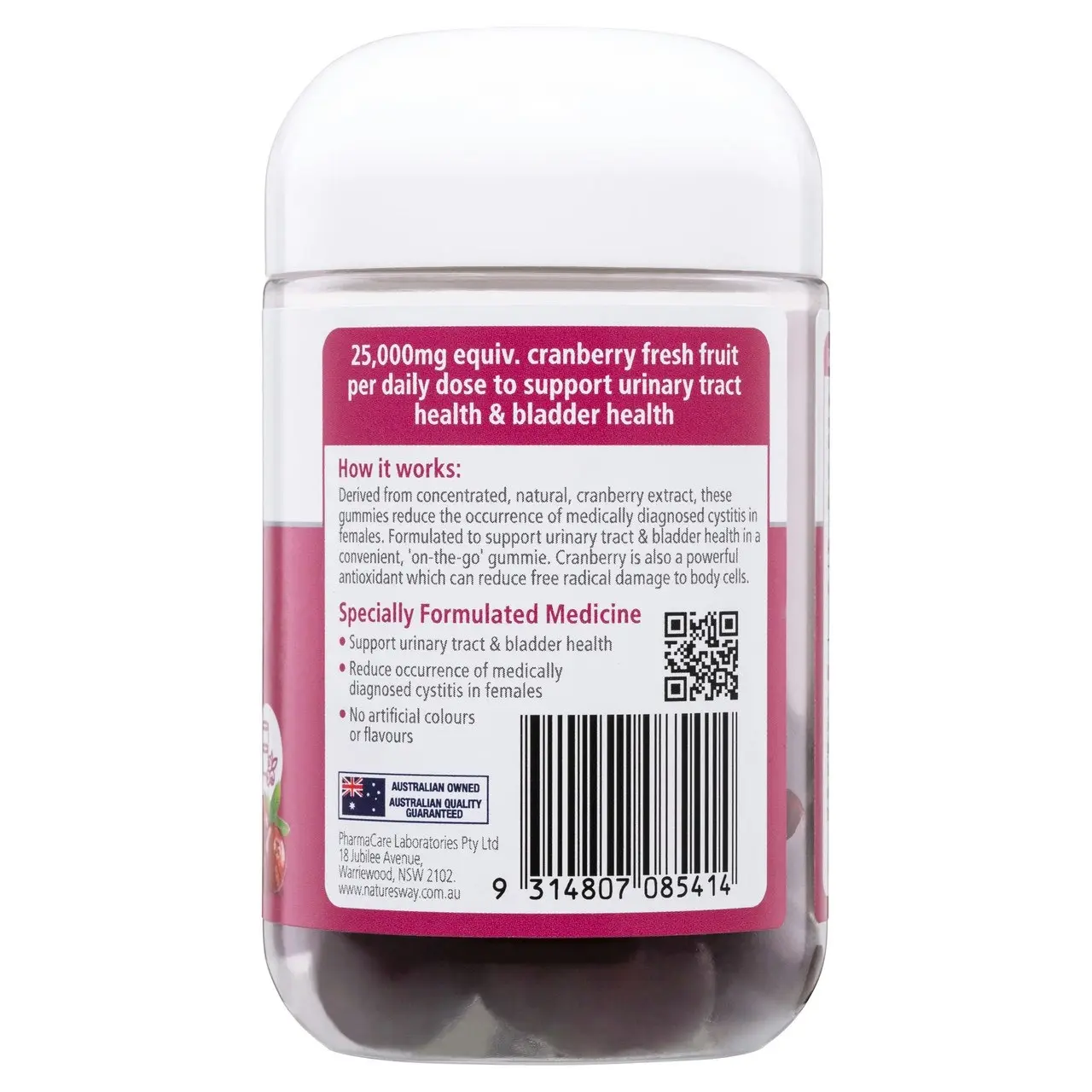 Nature's Way Medicinal Vita Gummies Cranberry Urinary Tract 25,000mg 30