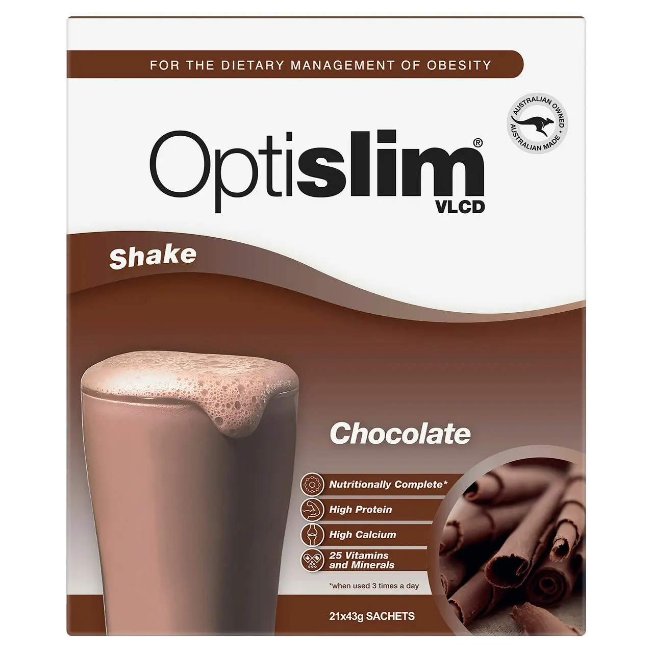 Optislim VLCD Shake Chocolate 21x43g